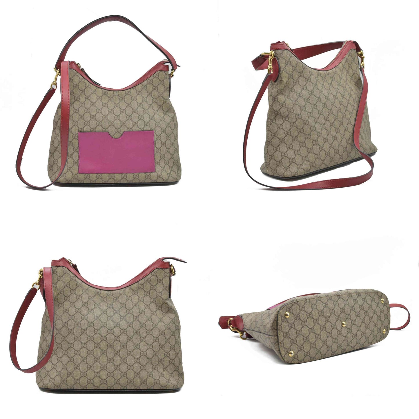 $1980 Gucci GG Supreme Monogram Linea A Hobo Red
