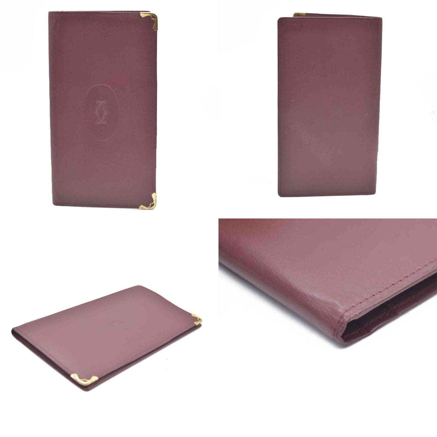 Must de Cartier Leather Bifold Long Wallet Bordeaux