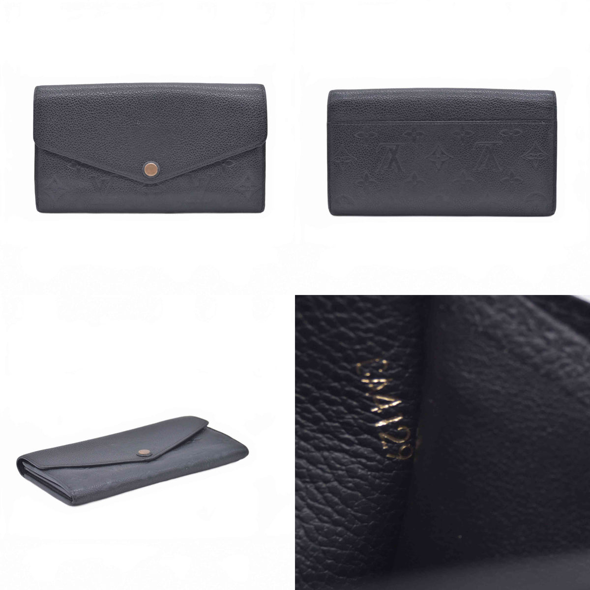 $1060 2019 Louis Vuitton Empreinte Sarah Wallet NM Black CA4129
