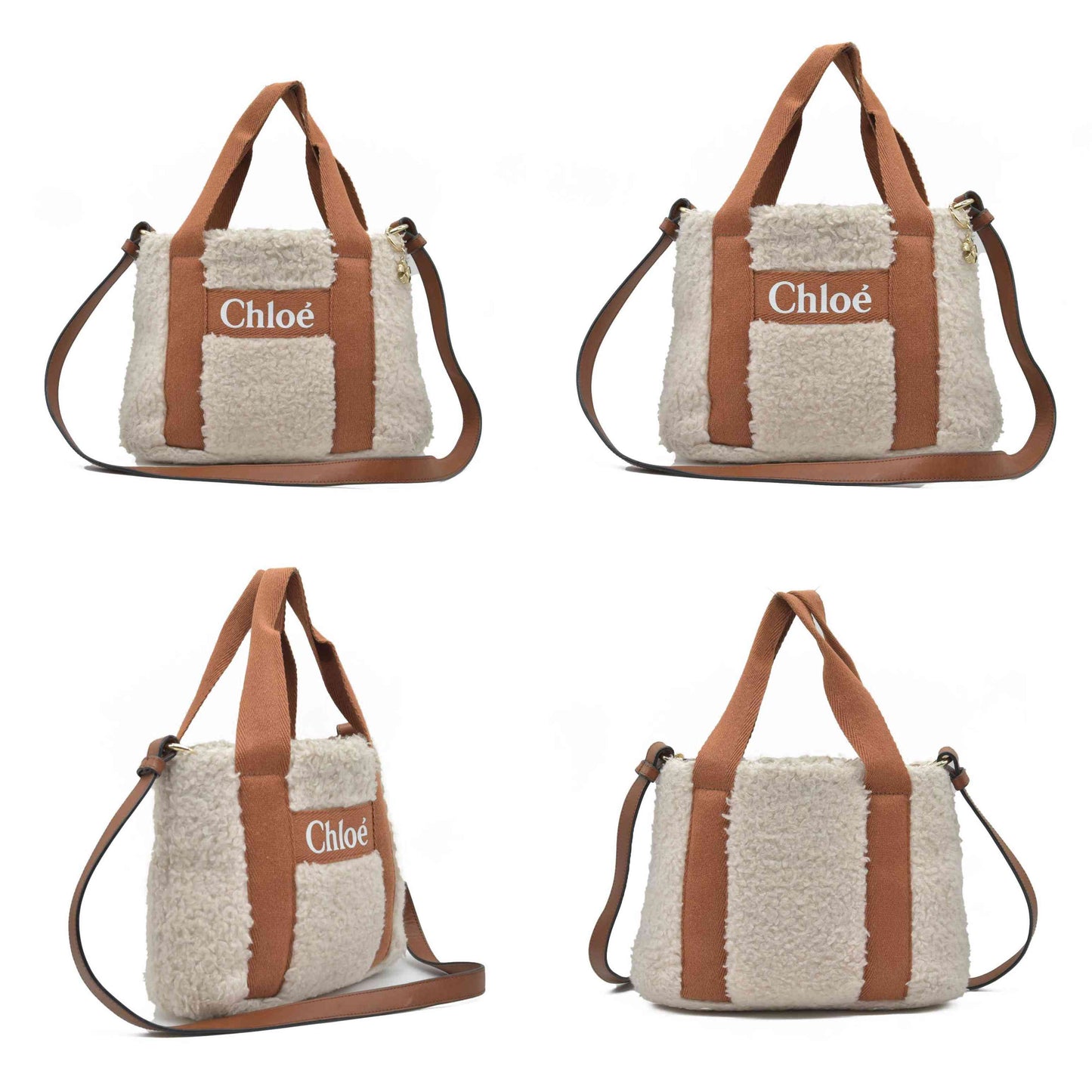 $890 Chloé Small Boa Polyester Leather 2-Way Handbag Mini Tote
