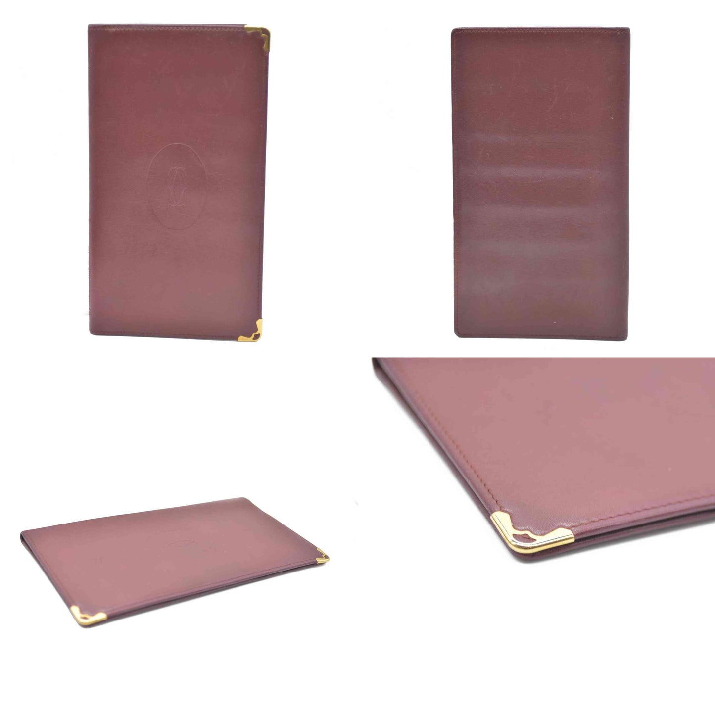 Must de Cartier Leather Long Bifold Wallet Bordeaux