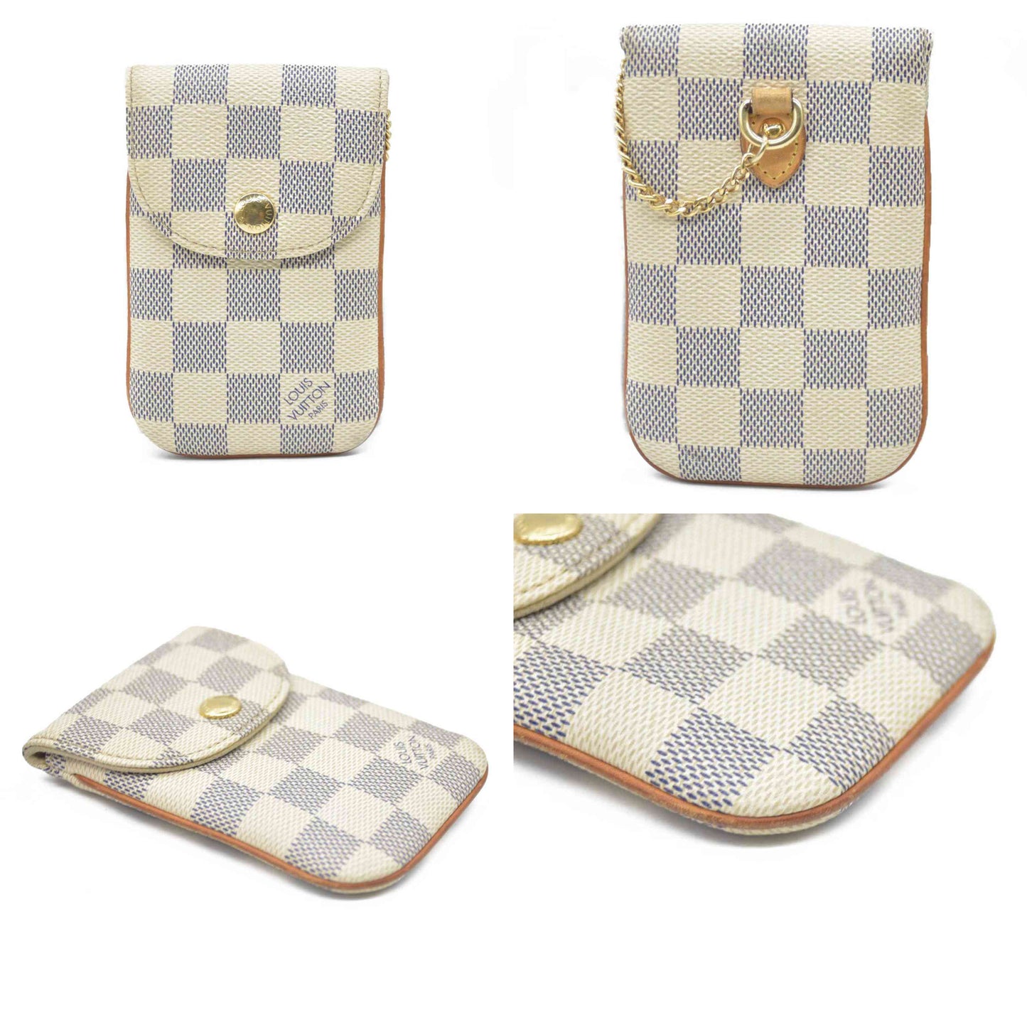 Louis Vuitton Damier Azur Etui Telephone MM Phone Case White SN0170