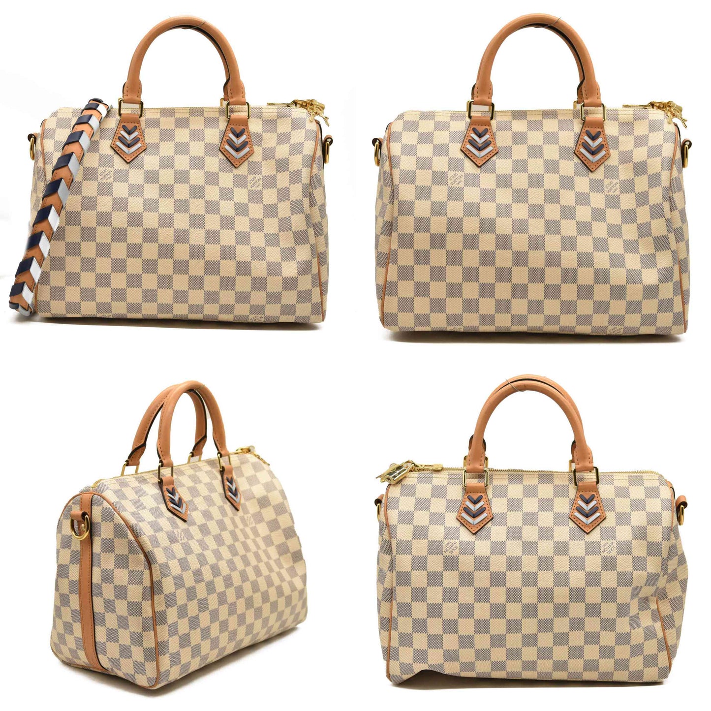 LOUIS VUITTON  Damier Azur Braided Speedy Bandouliere 30 Blue