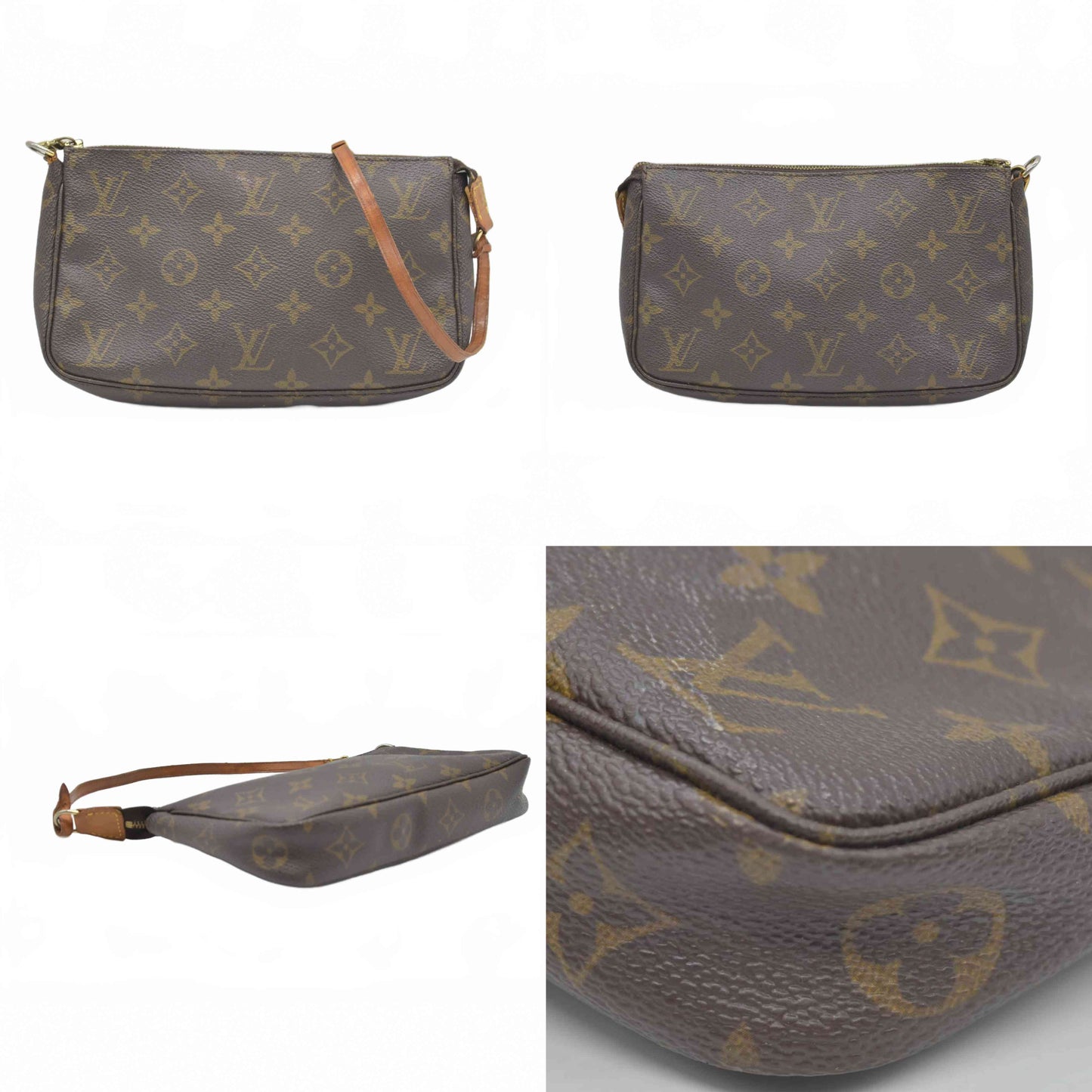$1290 2000 Louis Vuitton LV Pochette Accessoires Brown Monogram CA0070