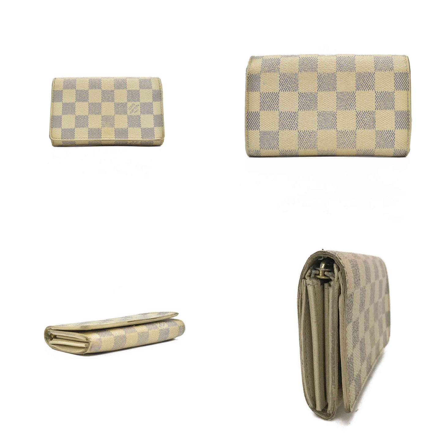 $560 2007 Louis Vuitton Damier Azur Porte Monnaie Billets Tresor Bifold Wallet CA5007