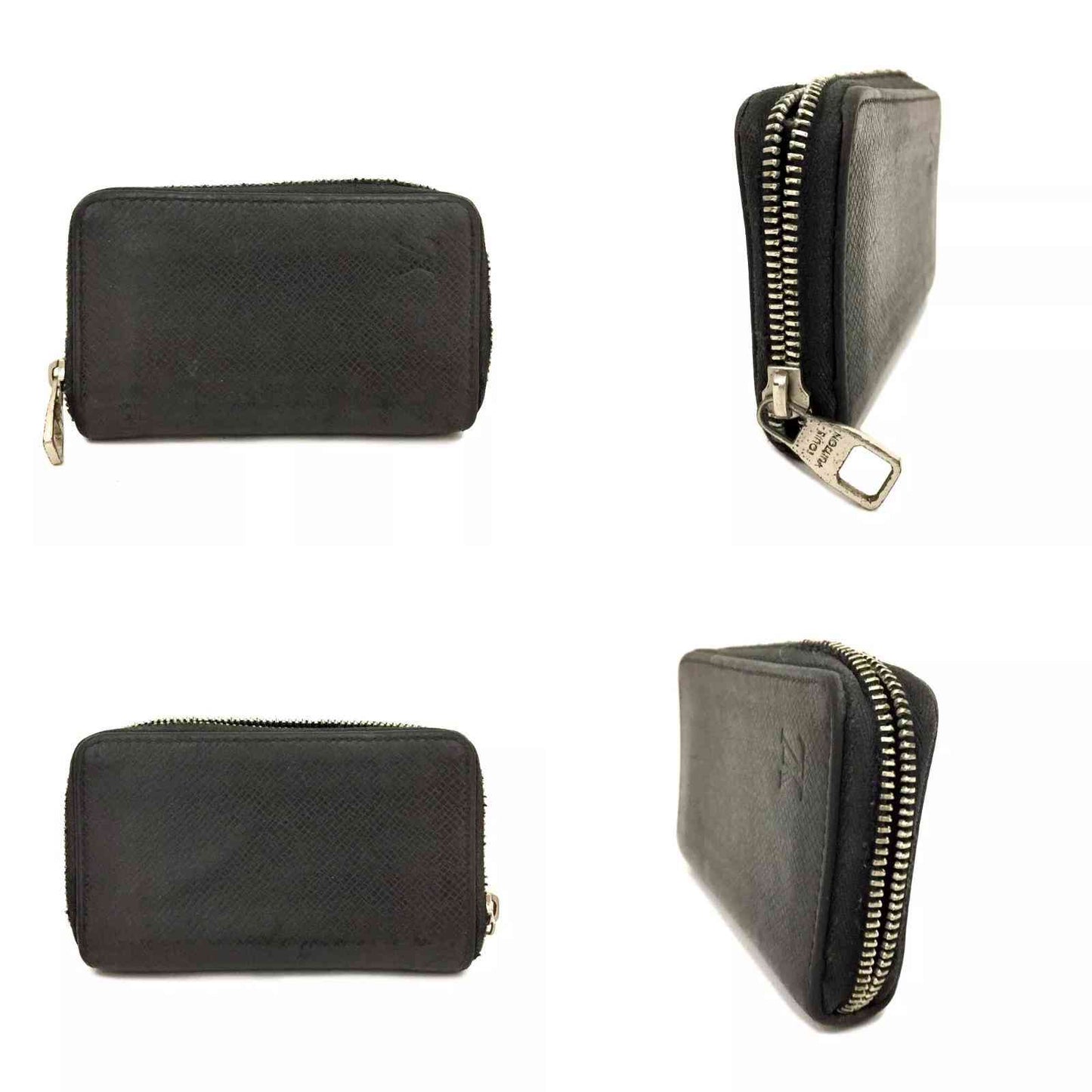 Louis Vuitton  Taiga Zippy Coin Purse Vertical Black MI3183