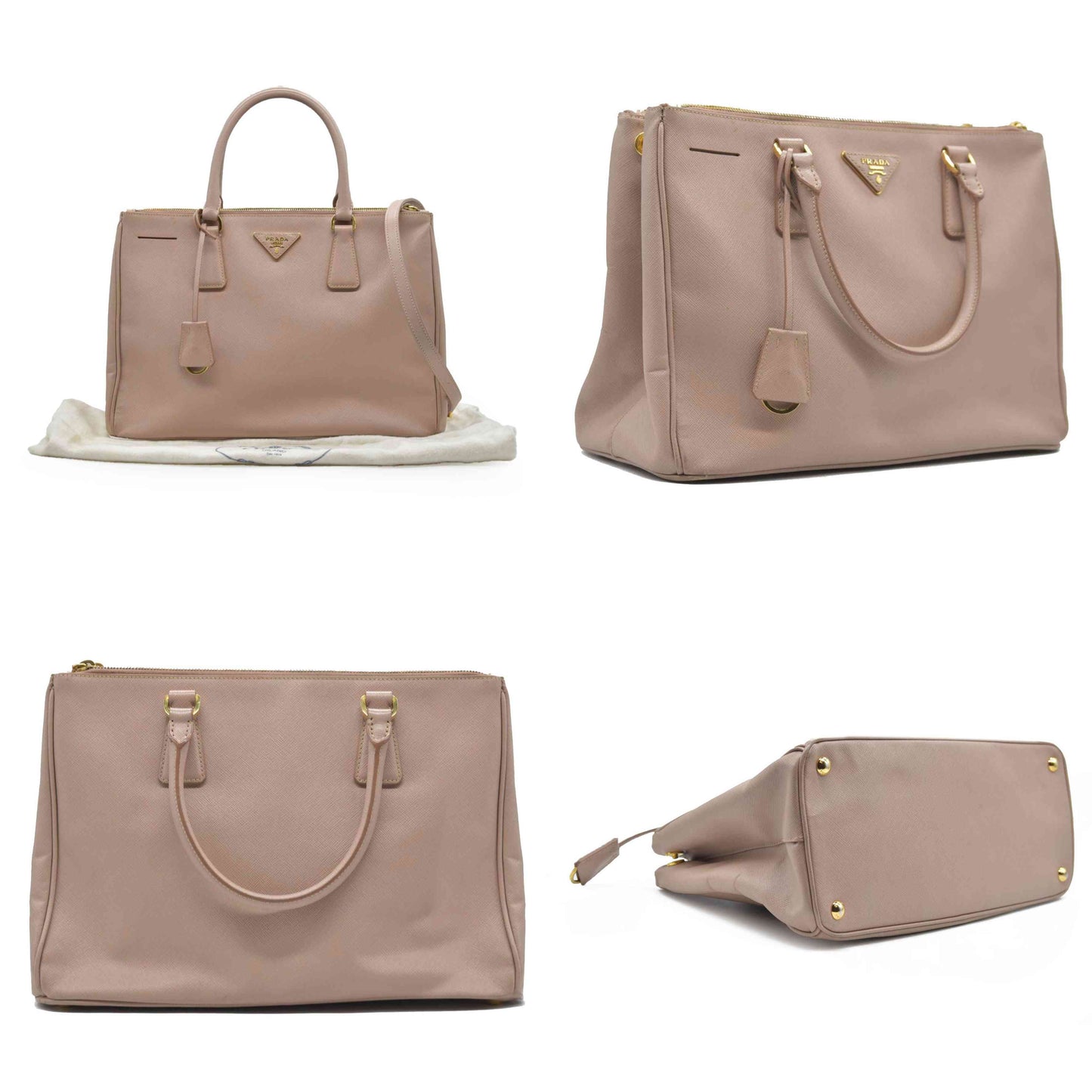 $4500  Prada  Saffiano Medium Galleria Double Zip Tote Cammeo