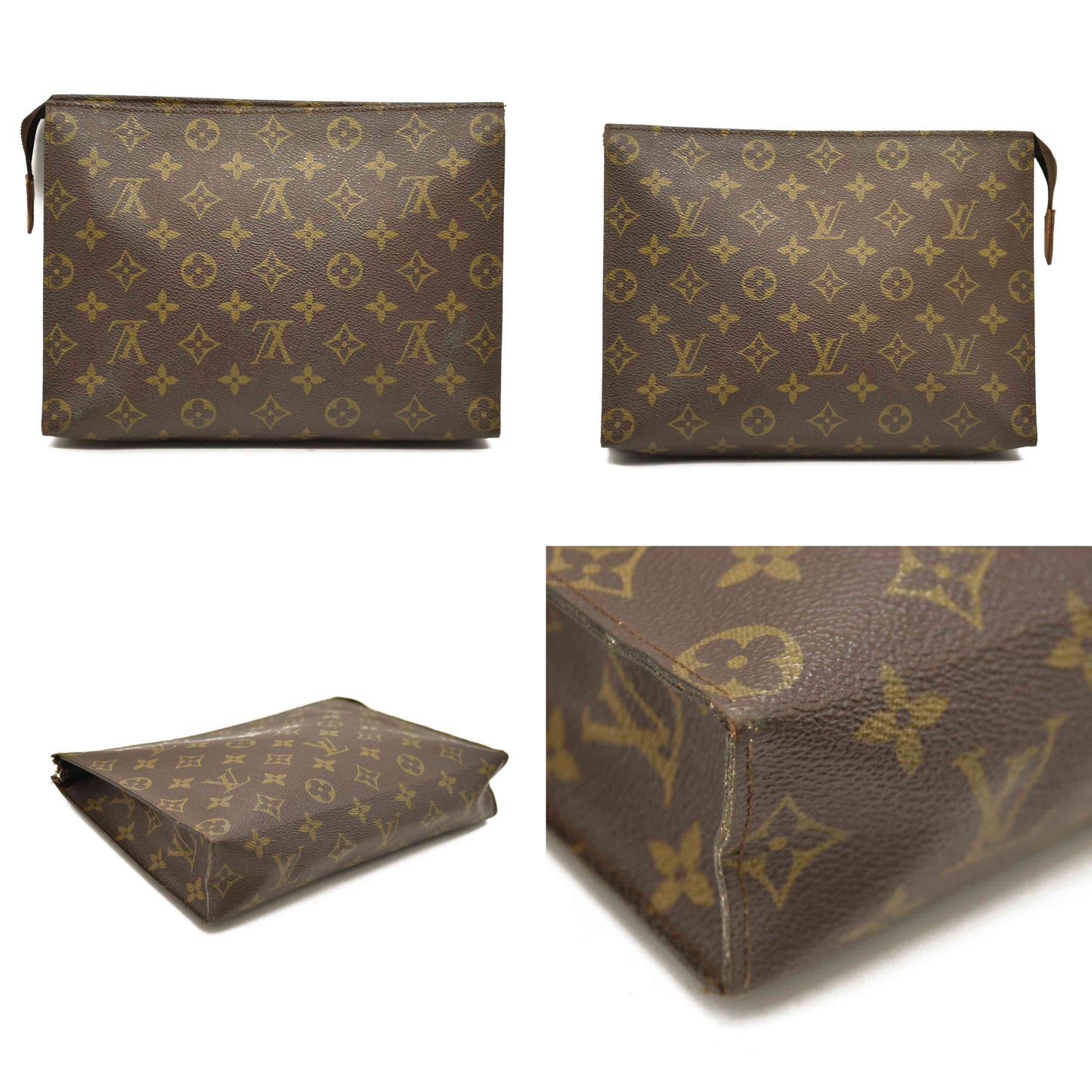 Louis Vuitton  Monogram Toiletry Pouch 26 843 Brown Interior