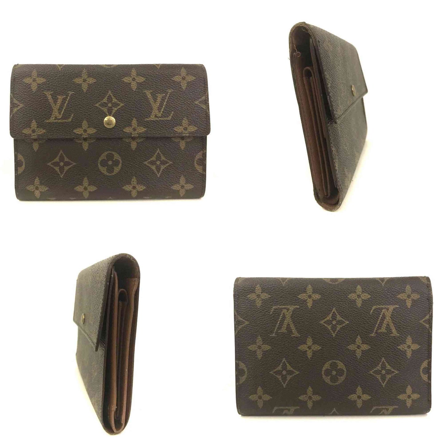 $635 1997 Louis Vuitton Monogram Porte Tresor Etui Papiers Trifold Wallet SP1917