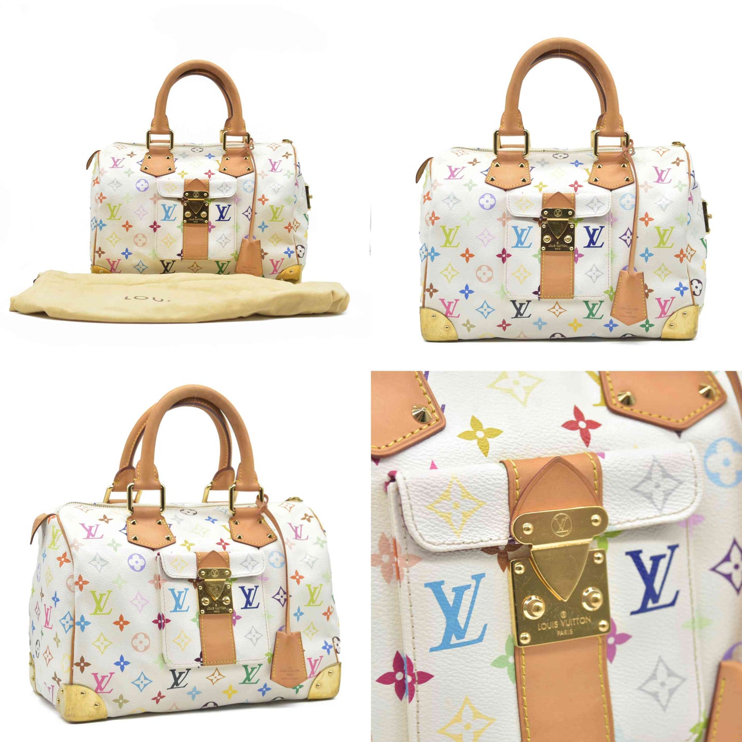 AUCTION $3150 Louis Vuitton  Monogram Muakami Speedy 30 White