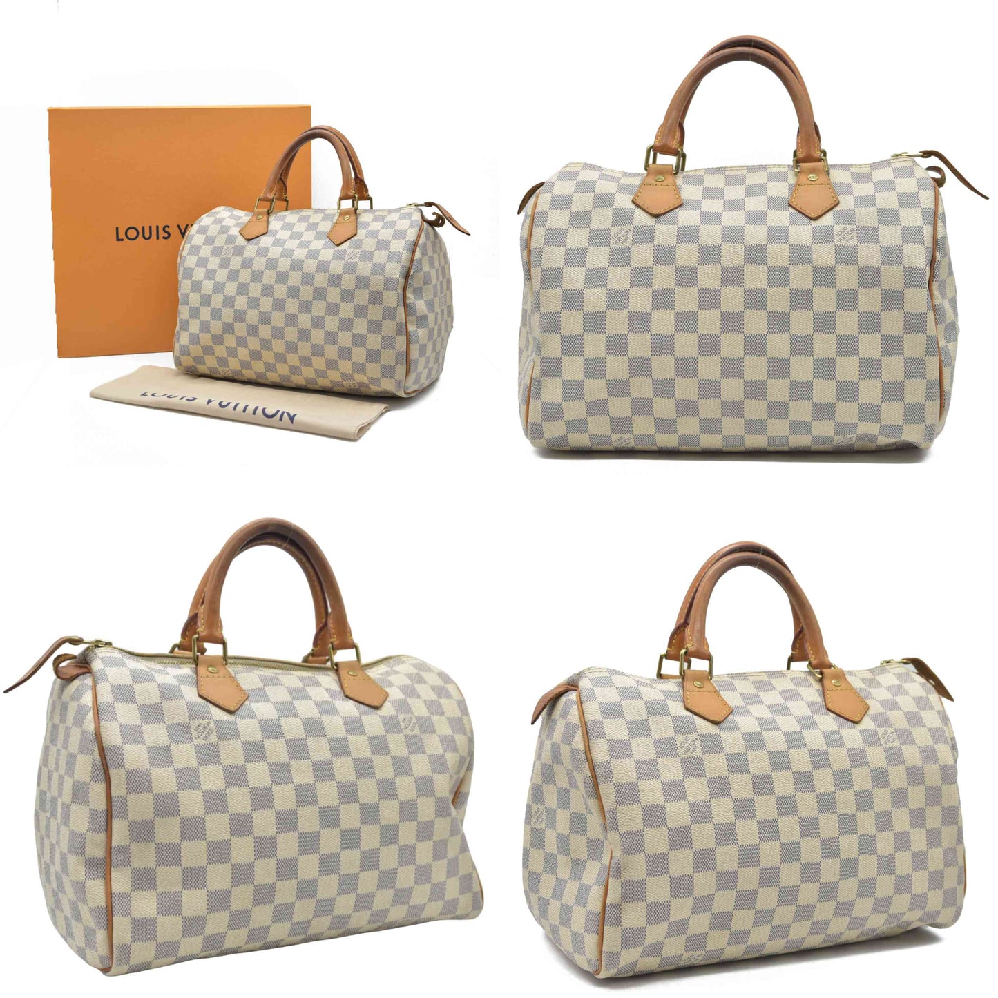 $1630 Louis Vuitton Damier Azur Speedy 30 DU4009
