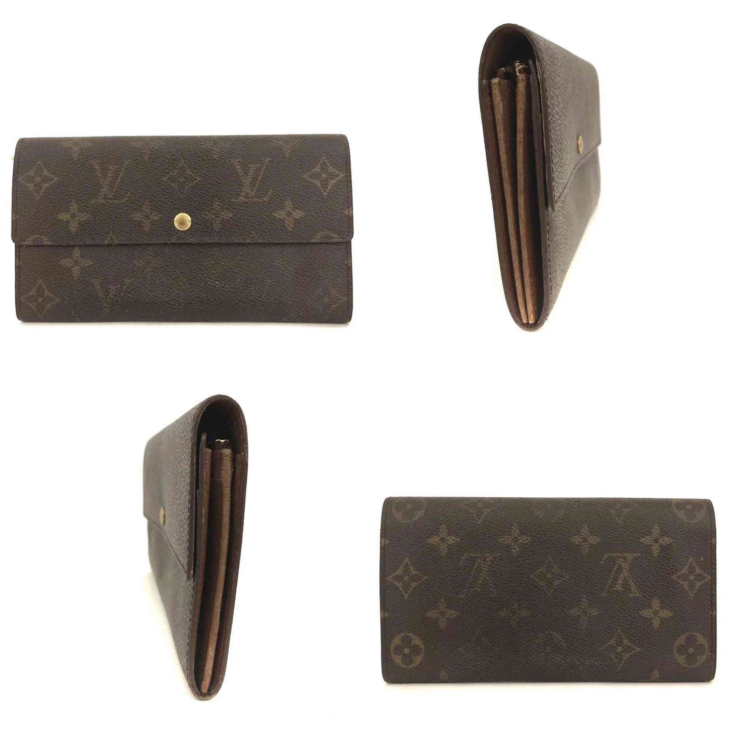 Louis Vuitton Monogram Portefeiulle Sarah Long Bifold Wallet Brown CA0918