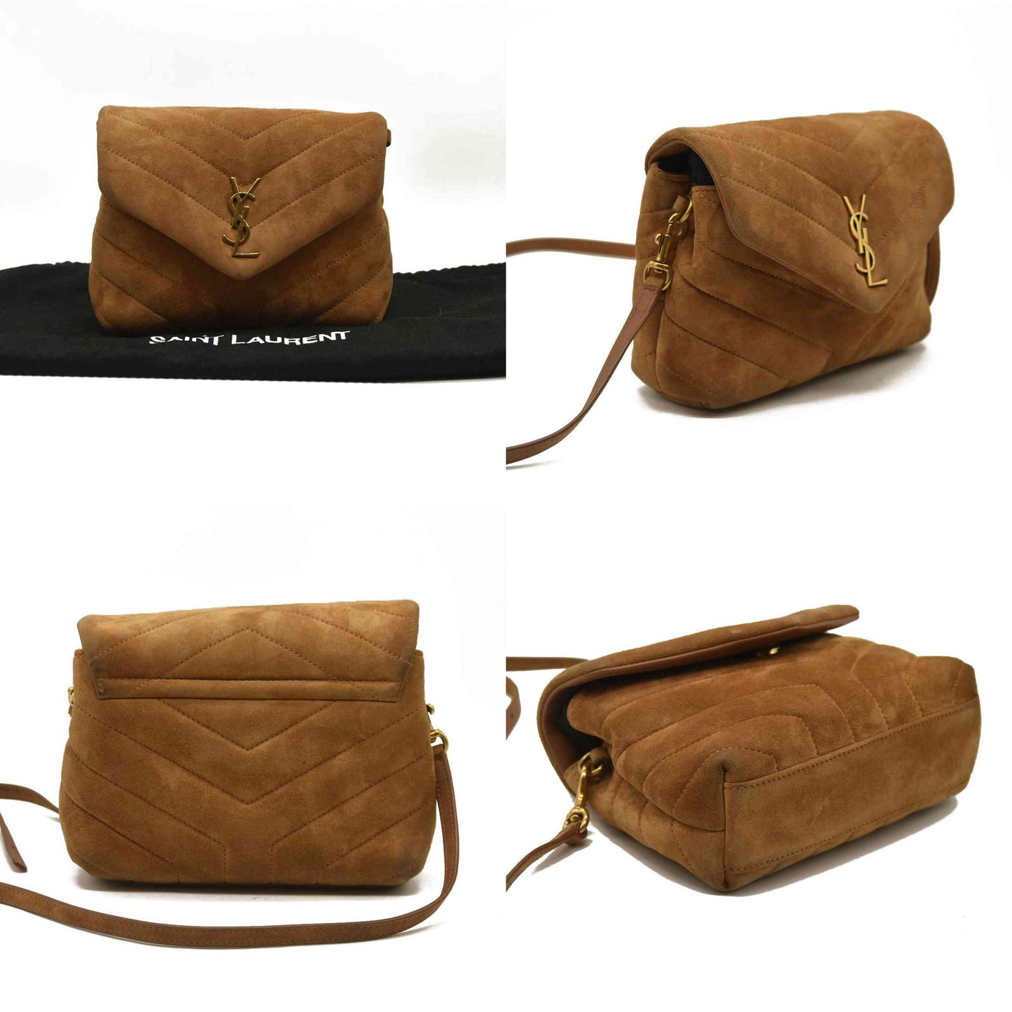 Saint Laurent  Suede Toy Loulou Shoulder Bag Cinnamon