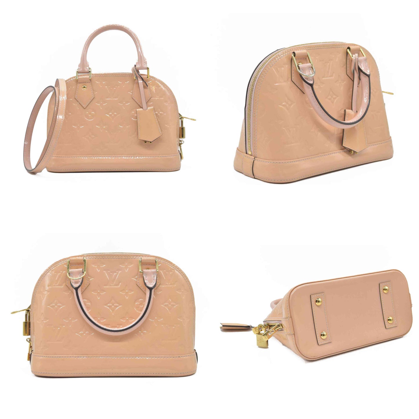 $2230 Louis Vuitton Vernis Alma BB Rose Angelique CONSIGNMENT FL0156