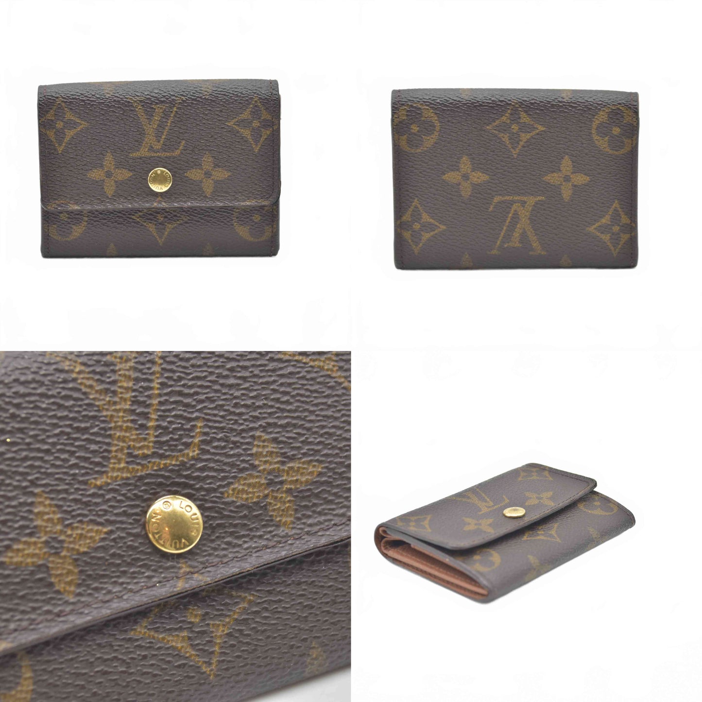 $450 1999 Louis Vuitton Monogram Porte-Monnaie Plat Coin Purse MI1919