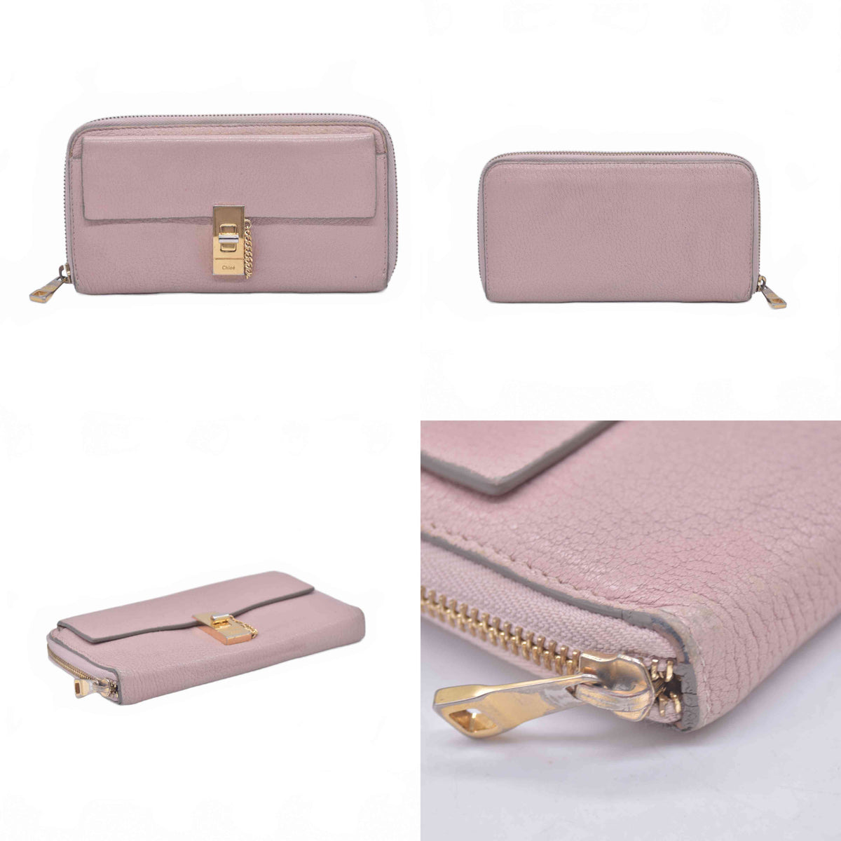 $605 2015 Chloe Long Drew Zip Around Flap Wallet Pink 10021062