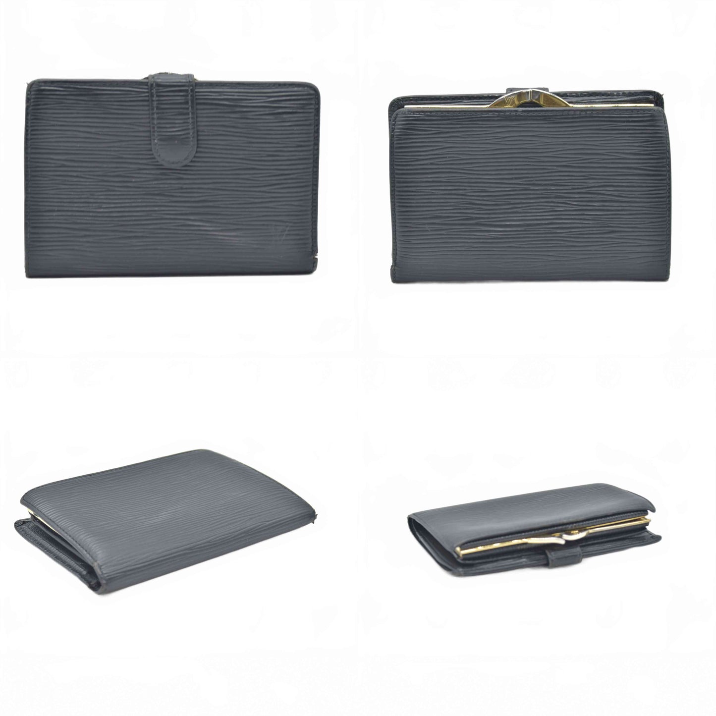 $905 1997 Louis Vuitton Epi French Purse Black Wallet MI0957