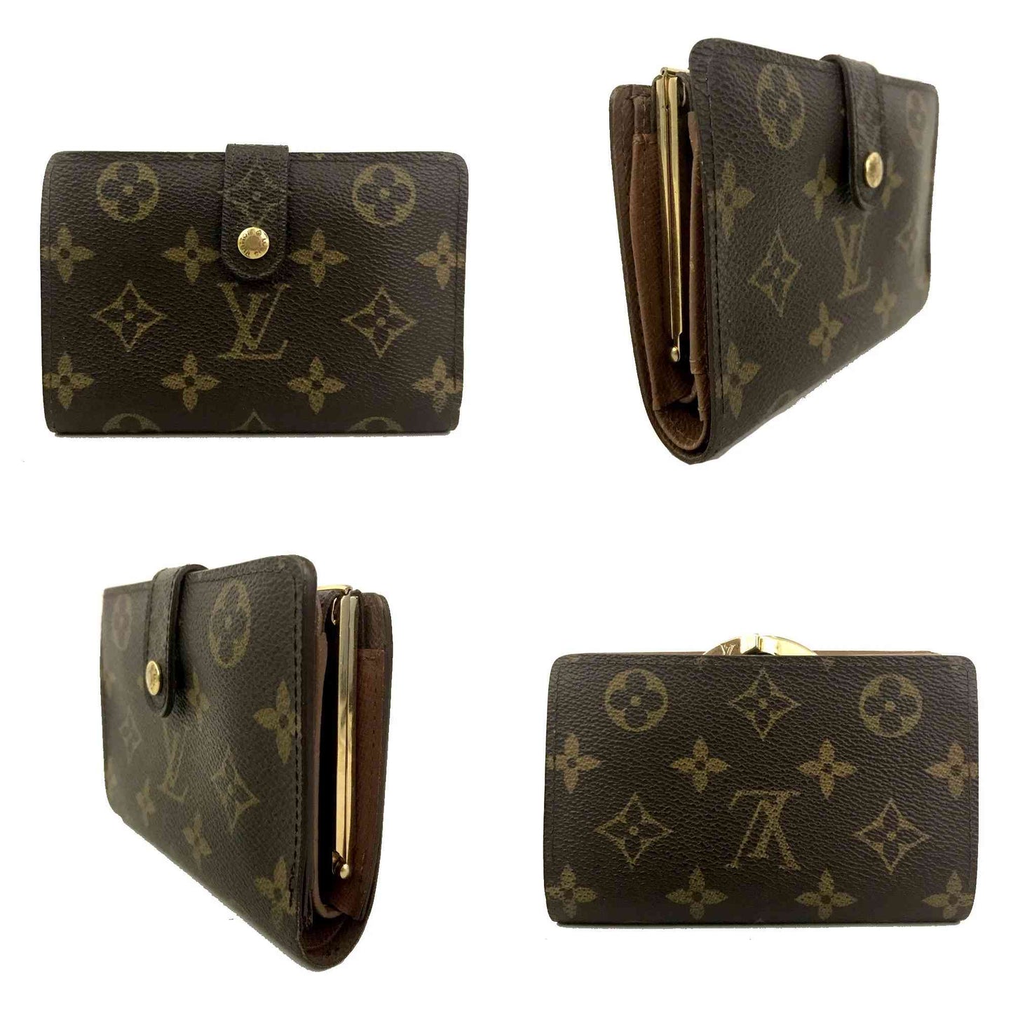 $750 1998 Louis Vuitton Monogram French Kisslock Bifold Wallet CA0998