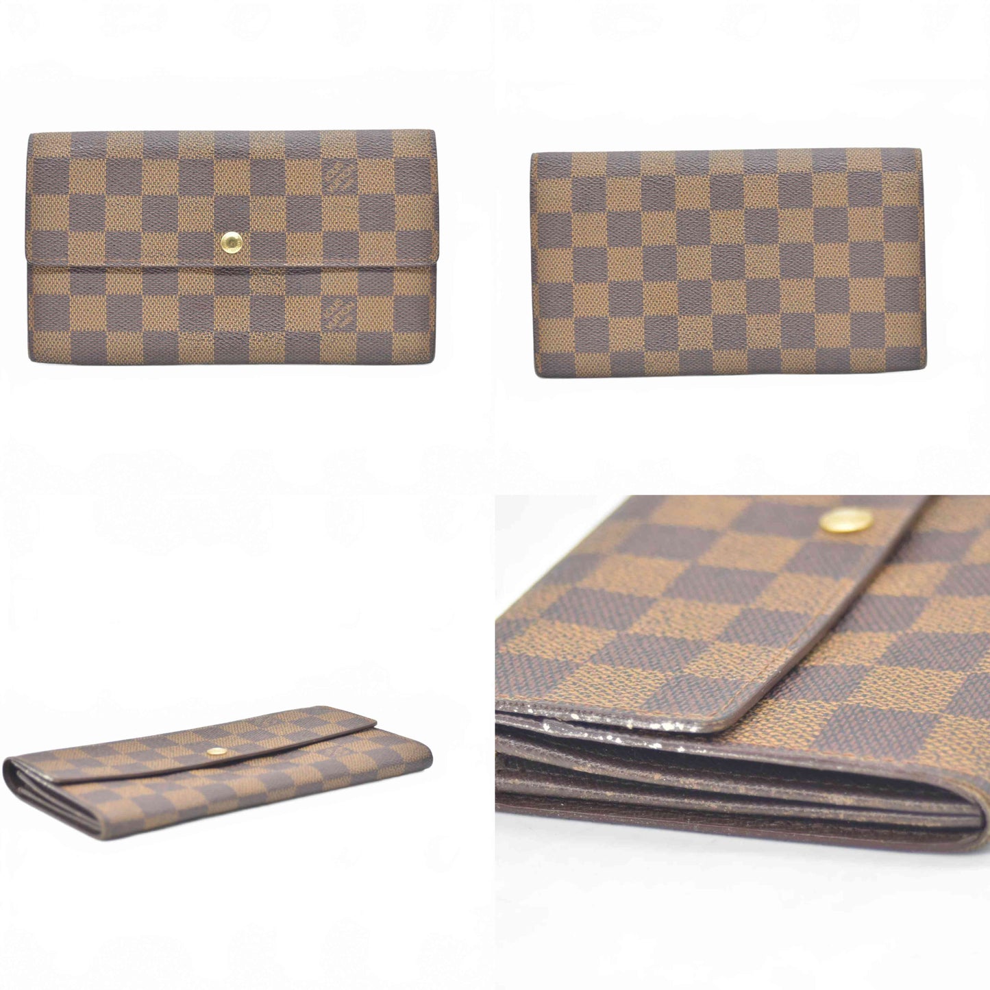 $775 Louis Vuitton Damier Ebene Sarah Wallet CONSIGNMENT CA0942