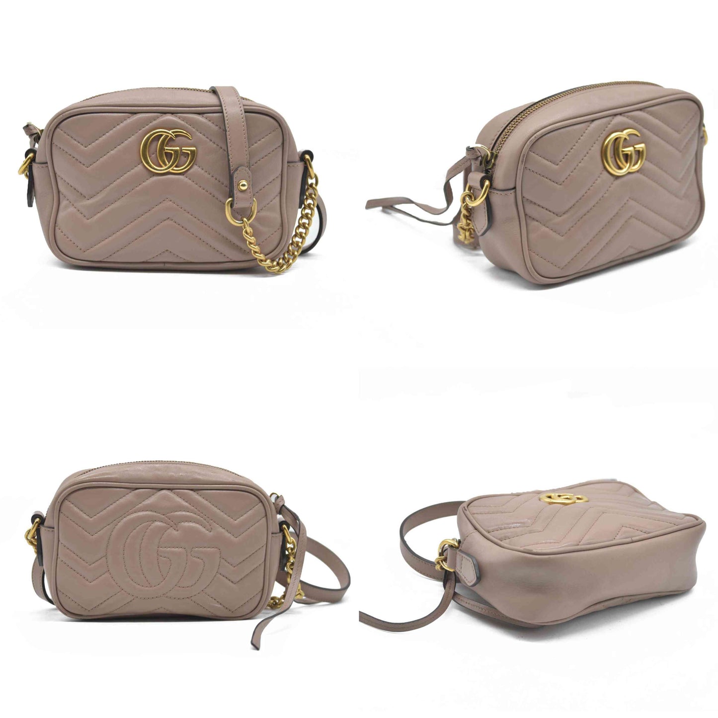 $1800 GUCCI Mini Marmont Porcelain Rose Camera Bag Crossbody