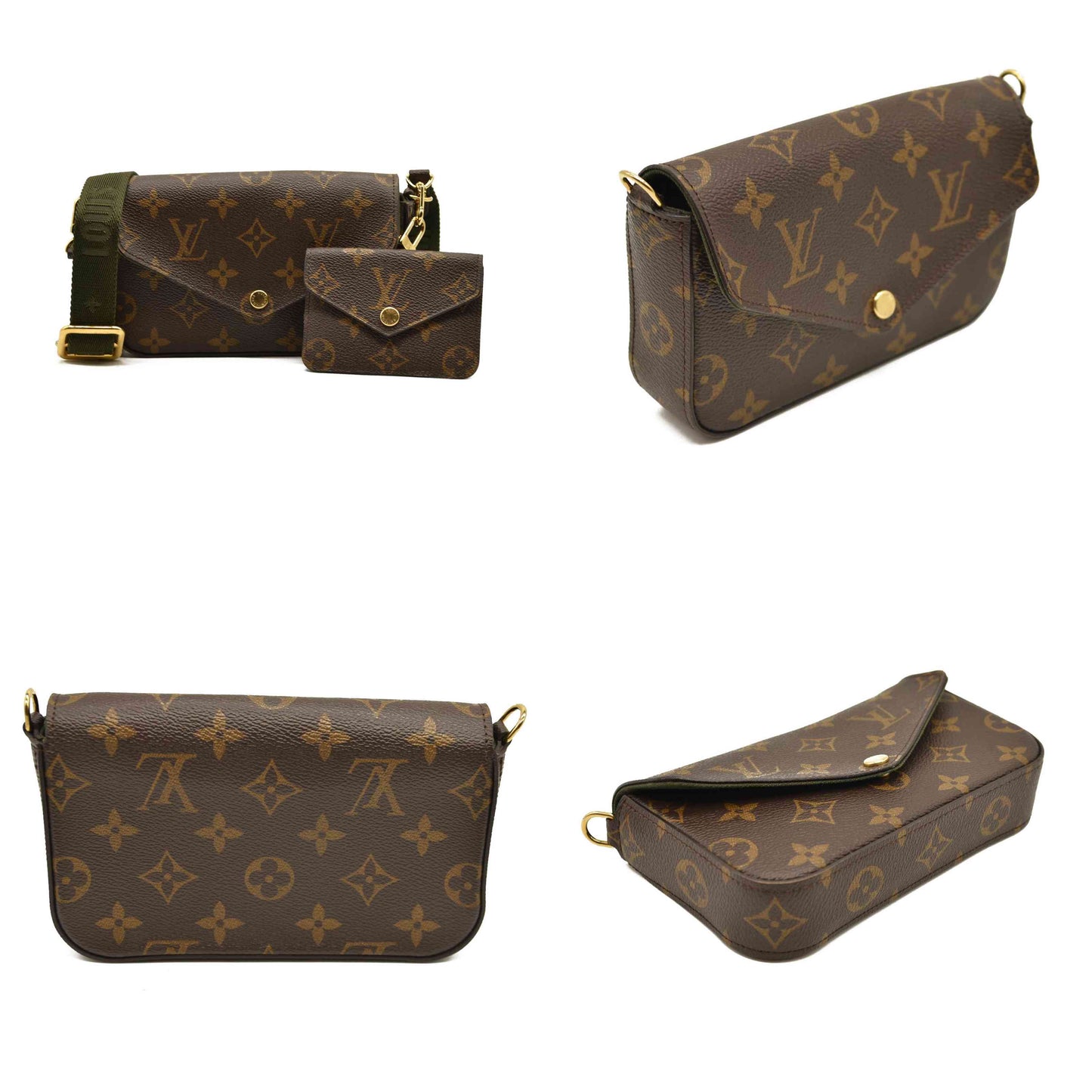 RFID Louis Vuitton  Monogram Felicie Strap & Go Kaki