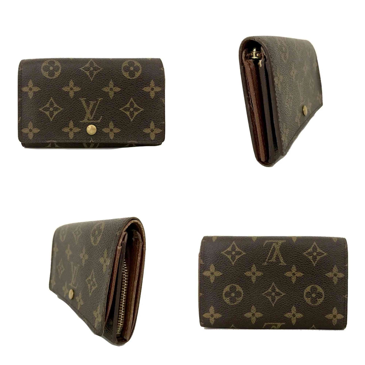 $560 2000 Louis Vuitton Monogram Porte Monnaie Billets Tresor Bifold Wallet CA0040