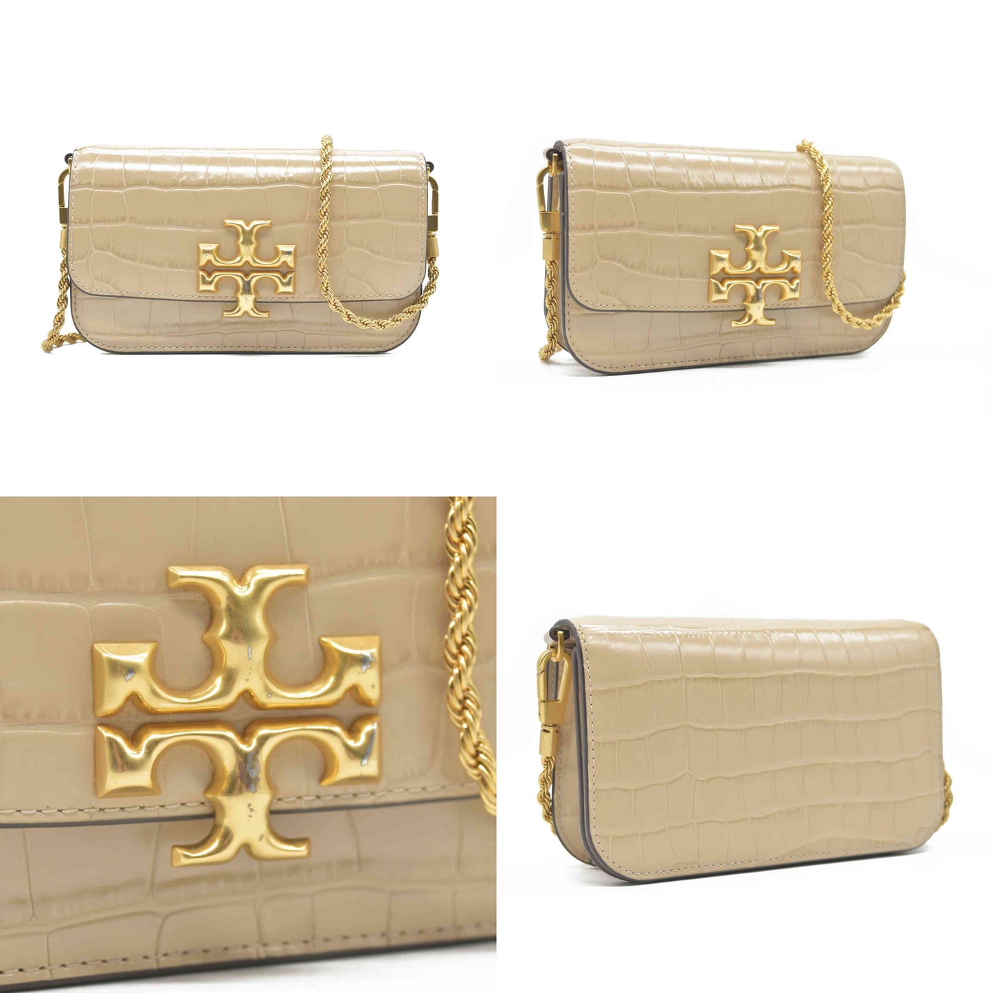 $660 Tory Burch Eleanor Mini Embossed Leather Crossbody