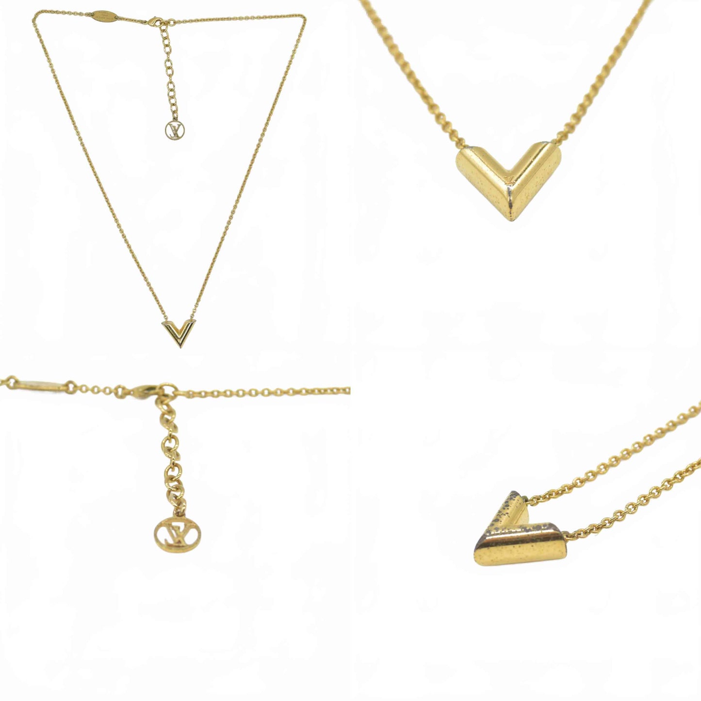 $520 2020 Louis Vuitton Essential V Necklace Gold LE1200