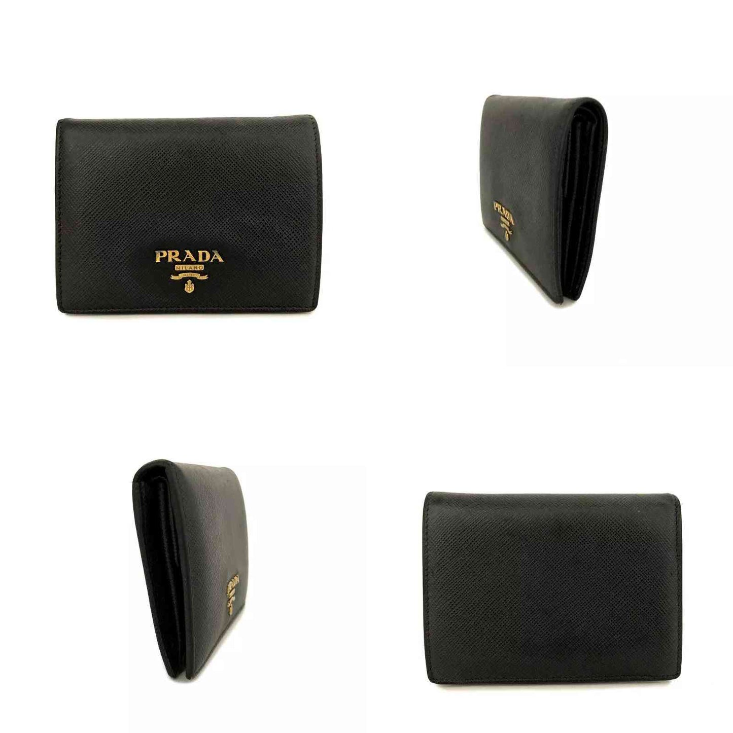 Prada  Saffiano Metal Bi-Fold Wallet Black