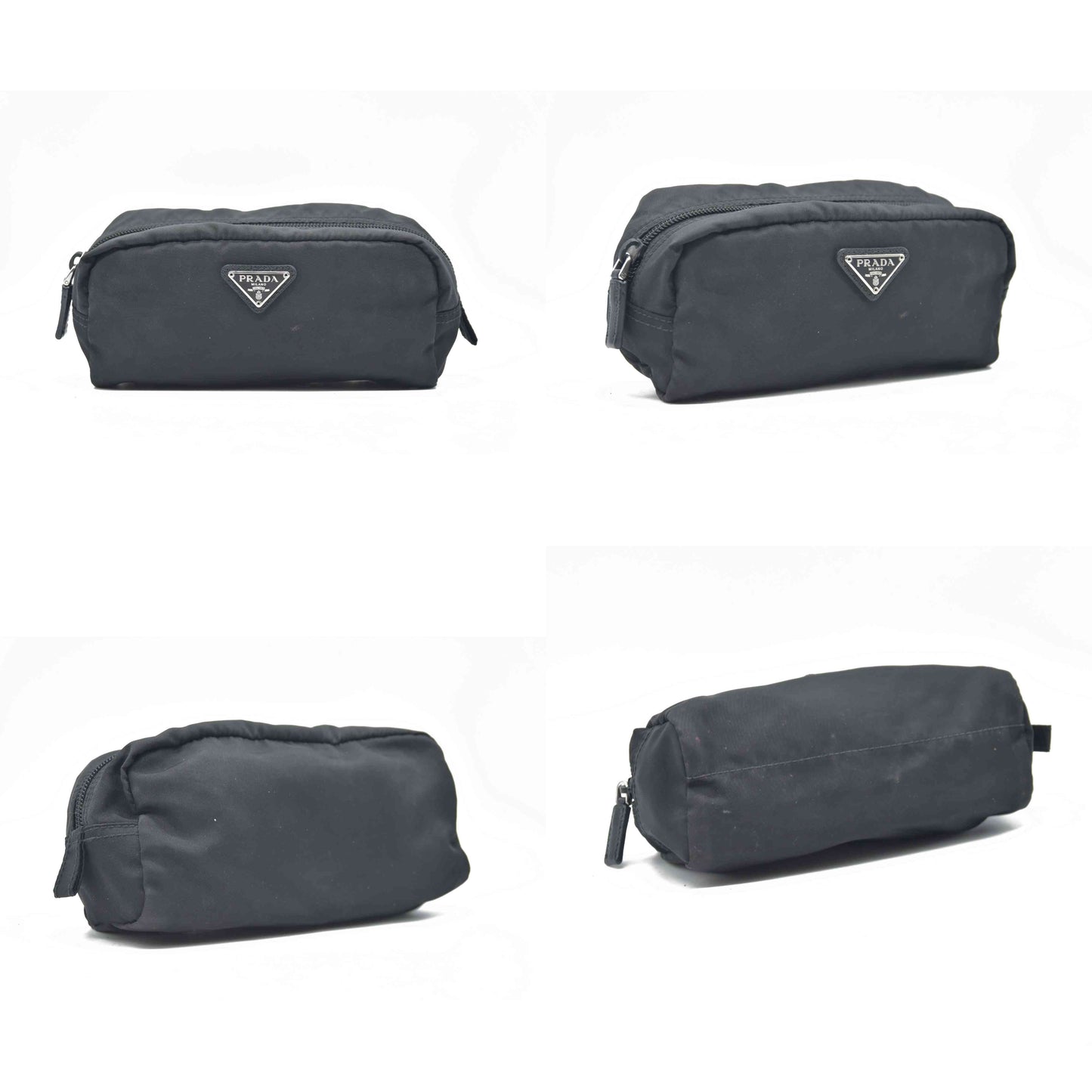 $1120 Prada Black Saffiano Pouch Cosmetic Bag
