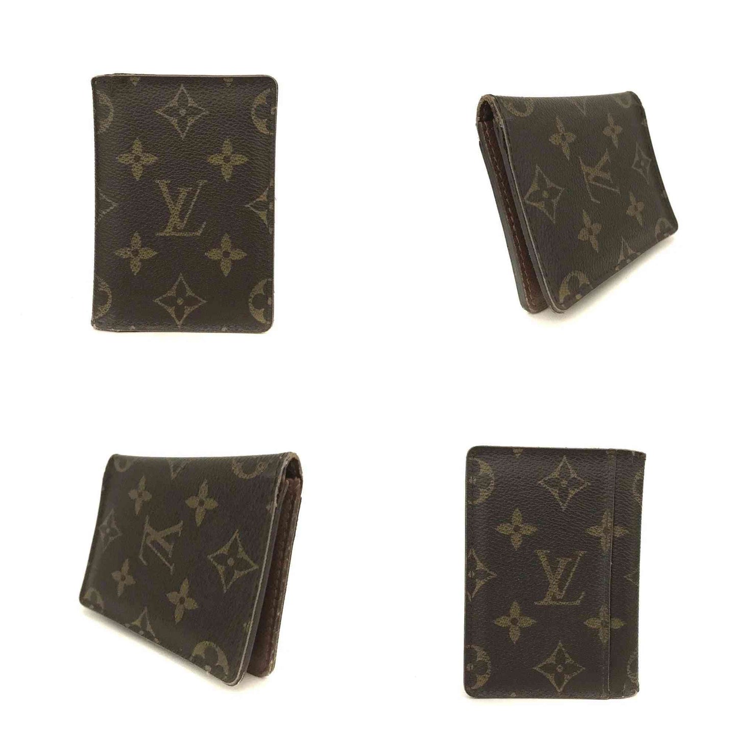 Louis Vuitton Monogram Porte Cartes Pass Vertical Card Case Brown CT3028