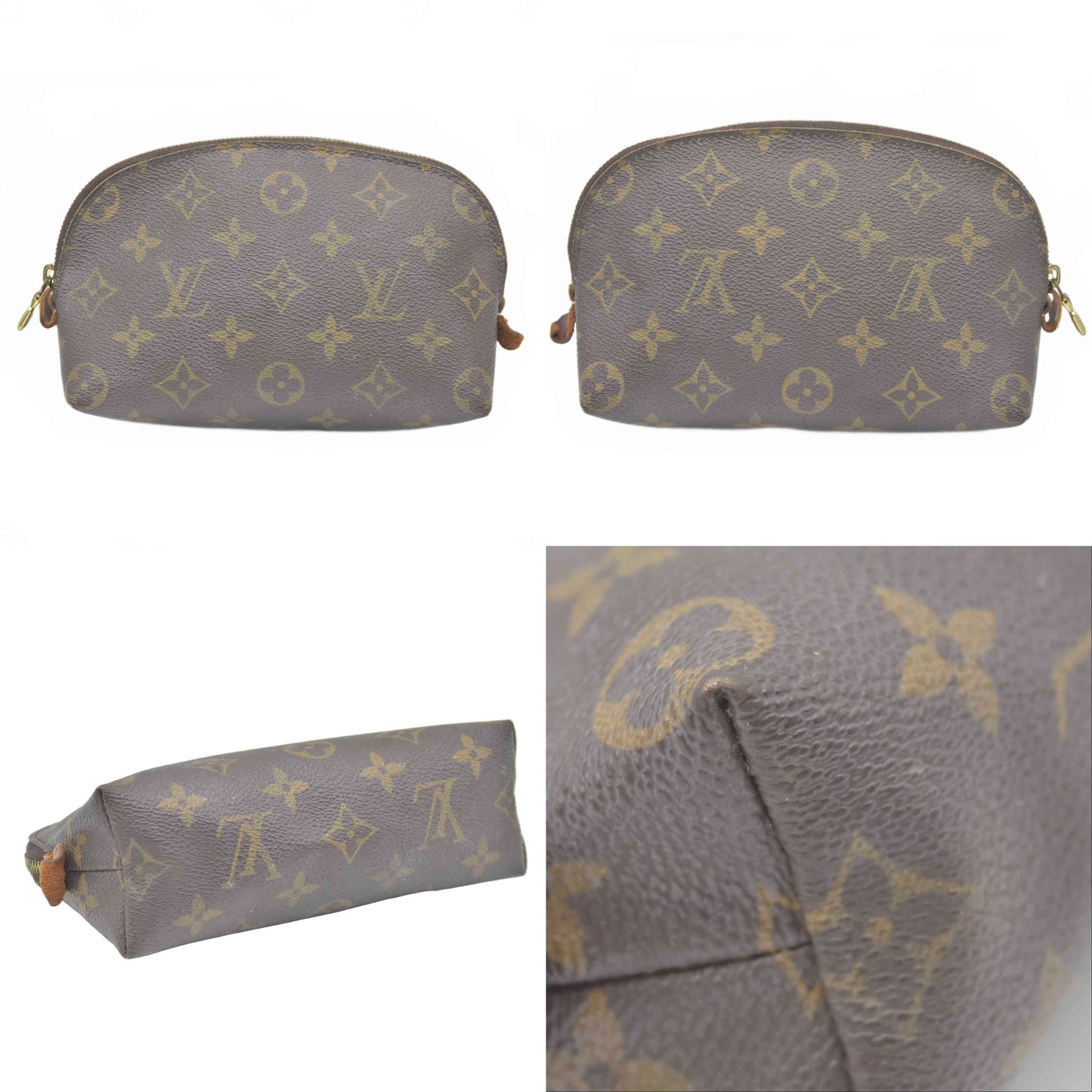 $600 Louis Vuitton Monogram Pochette Cosmetics Pouch Brown  CA0041