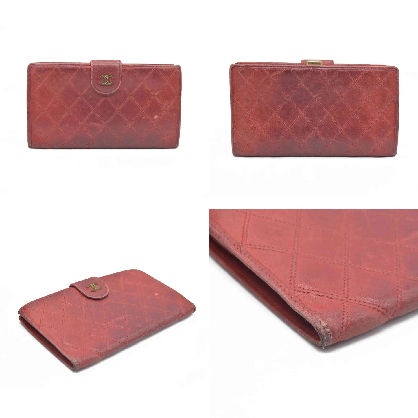 Chanel Chanel Red Lambskin Bicolore Wallet