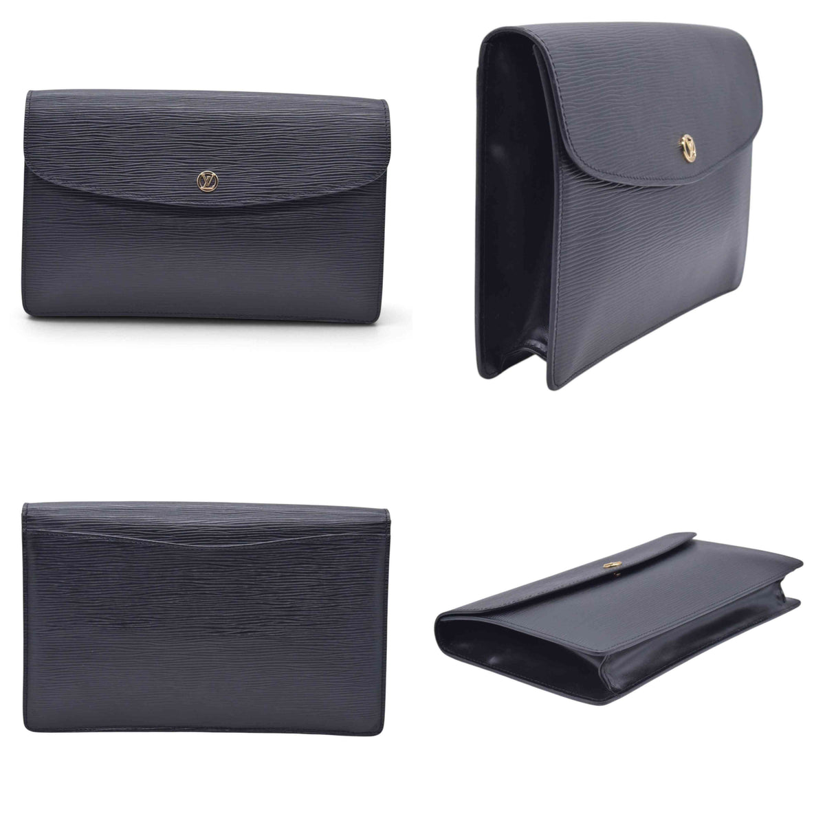 $780 1990 LOUIS VUITTON Epi Art-Deco Pochette Clutch Bag Noir Black V.I. 1920 CONSIGNMENT 10021630