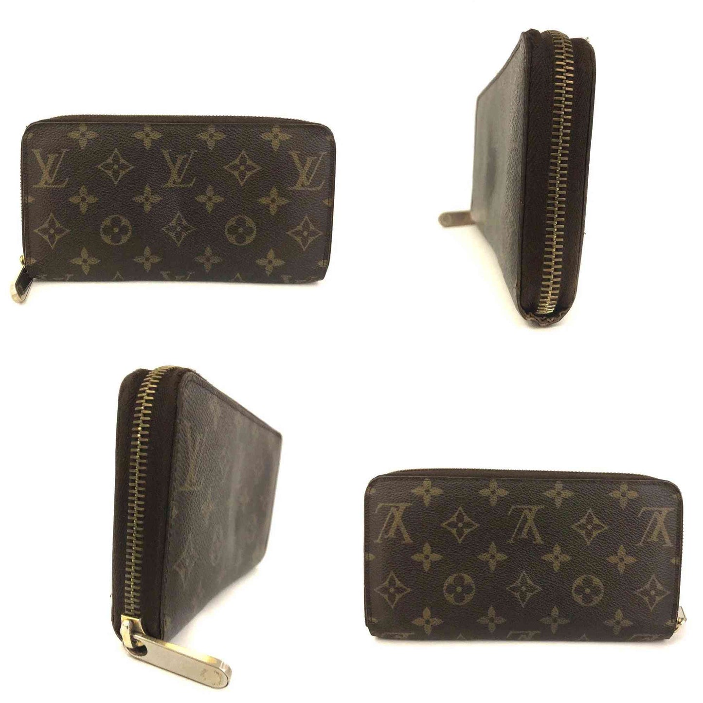 Louis Vuitton Monogram Zippy Zip Around Long Wallet Purse Brown CA2019