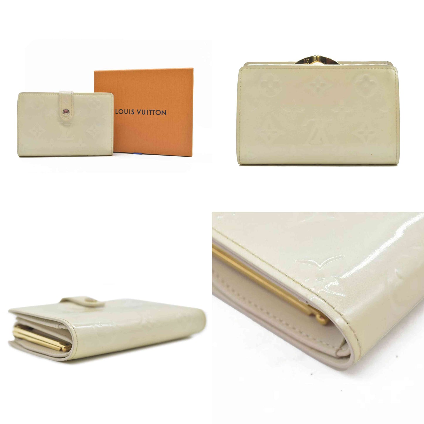 $795 LOUIS VUITTON Monogram Vernis French Kiss Lock Cream MI1058