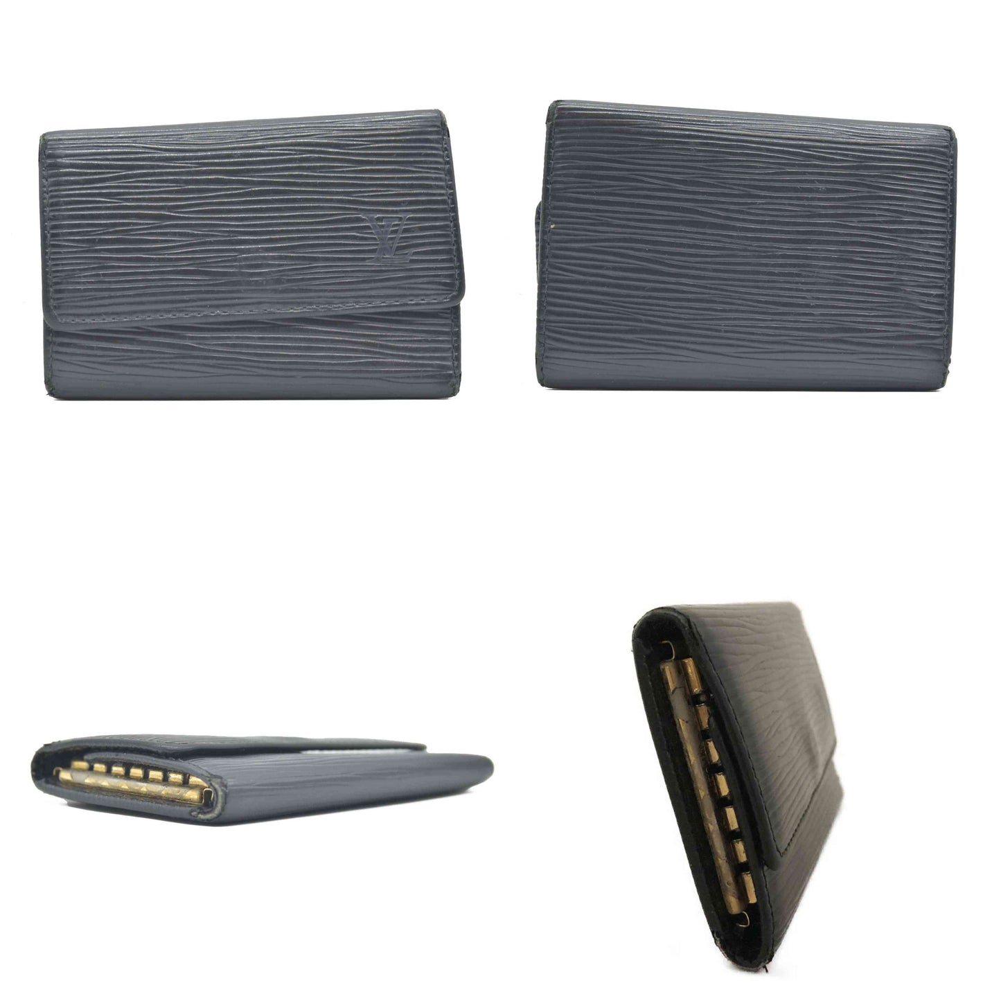 $445 2004 Louis Vuitton Epi Multicles Leather 6 Ring Key Case Black CA0044