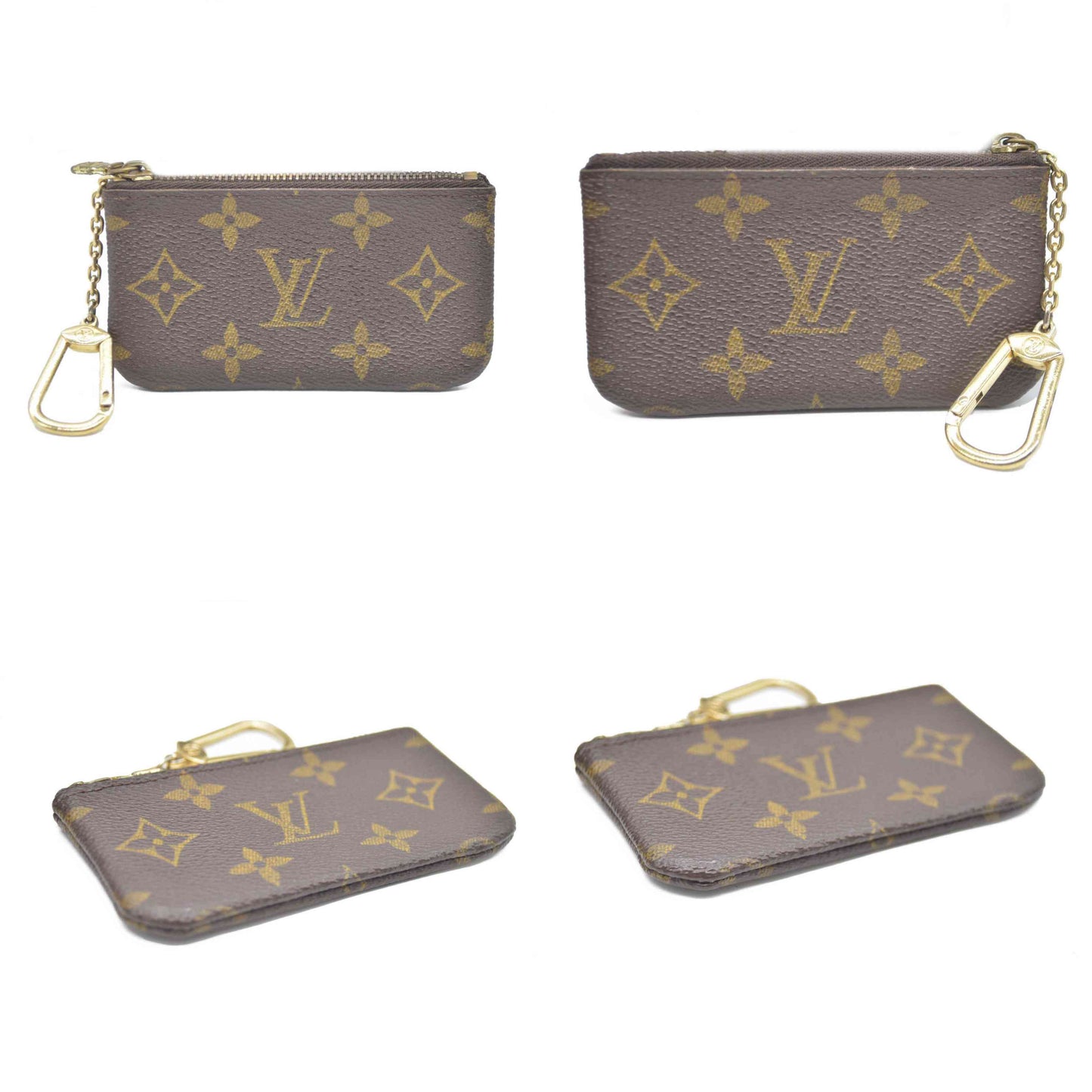 Louis Vuitton Monogram Pochette Cles Wallet Coin Purse Brown