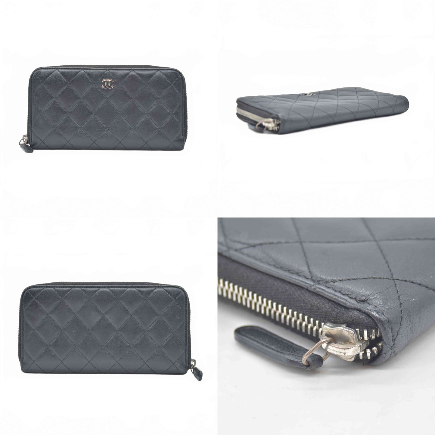 $1475 2011 Chanel Long Zipped Wallet Quilted Smooth CC
