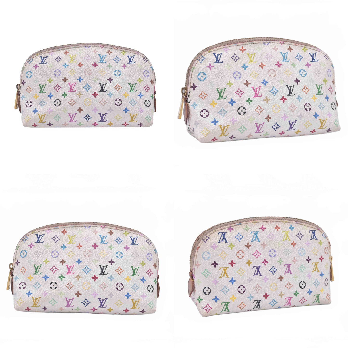 $625 2012 LOUIS VUITTON Monogram Multicolor Cosmetic Pouch White Litchi 2172
