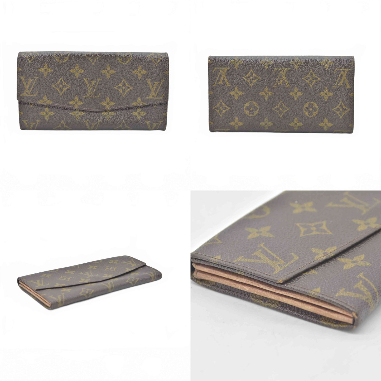 $775 1988 Louis Vuitton Monogram Long Sarah Wallet Brown 884AN