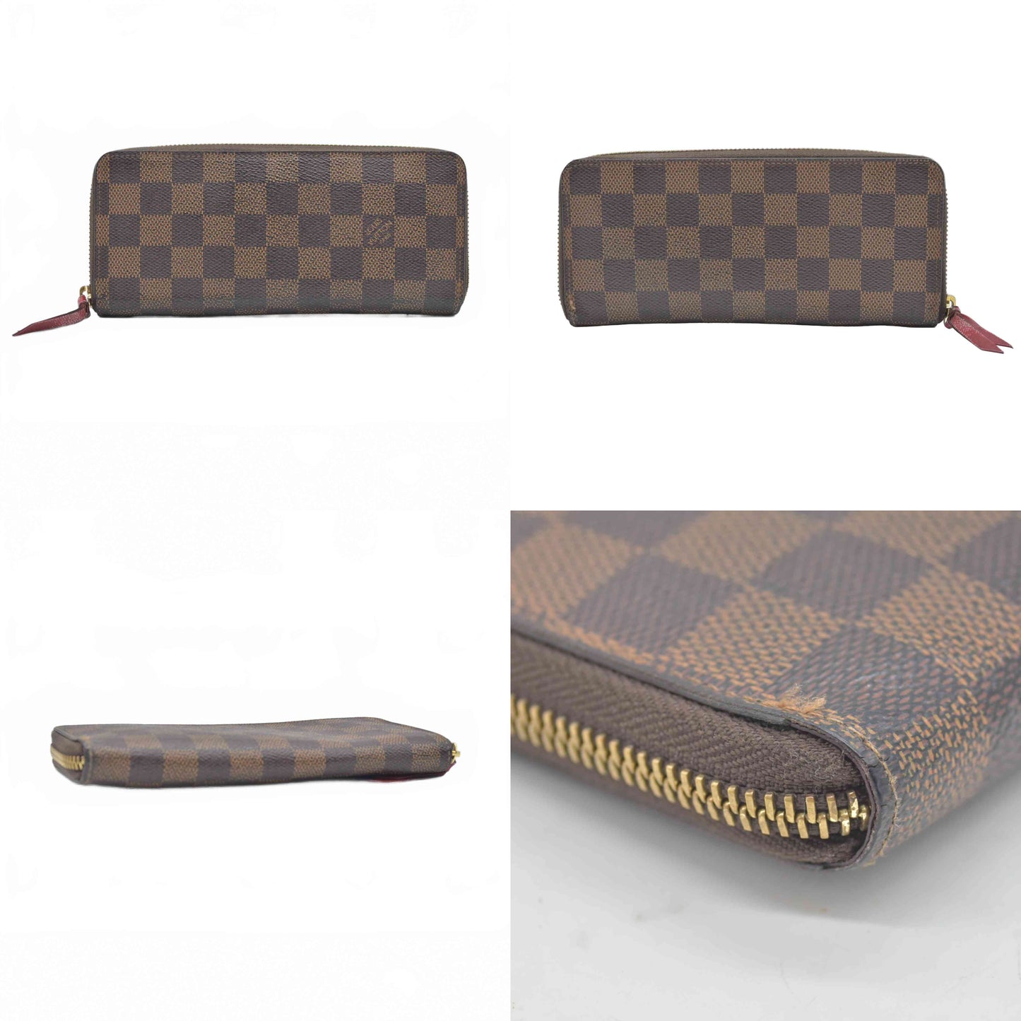 $620 2017 Louis Vuitton Damier Ebene Clemence Wallet Cherry CA2137