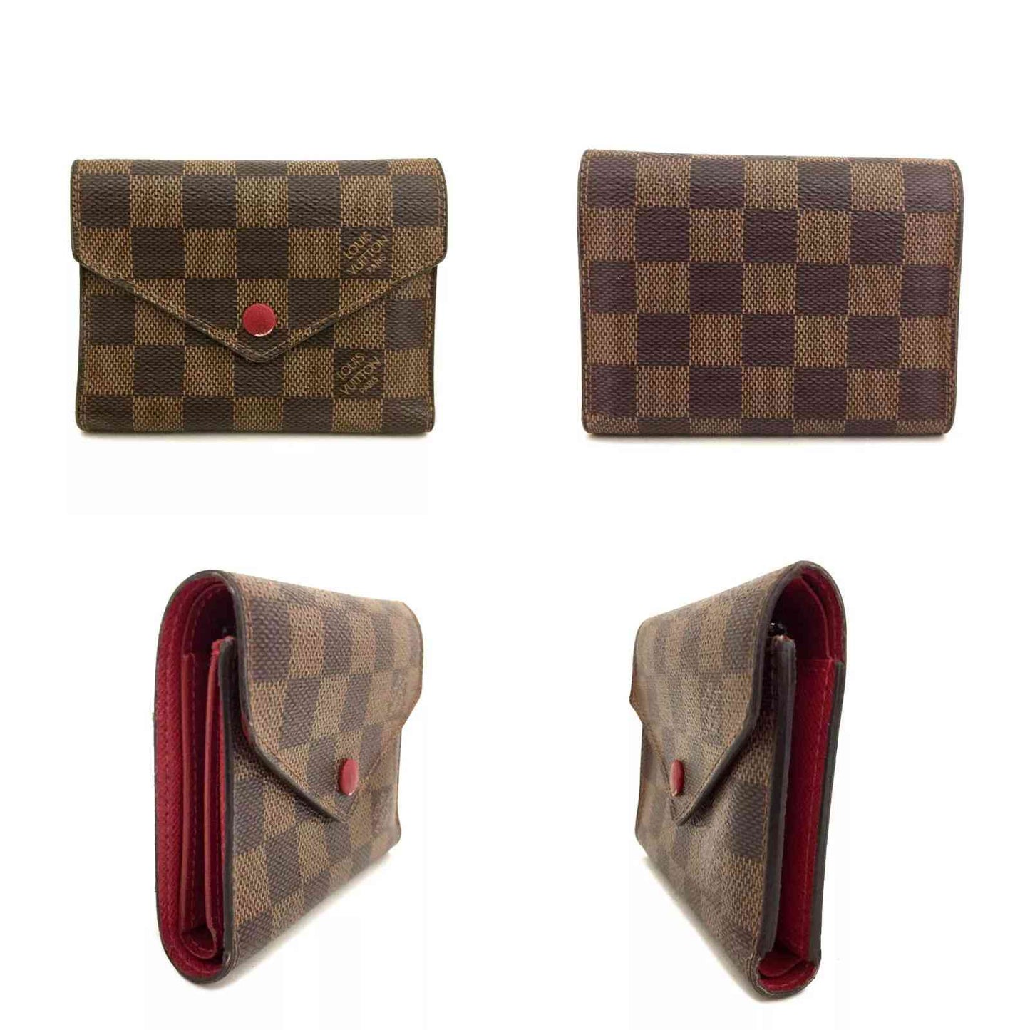 Louis Vuitton  Damier Ebene Victorine Wallet Red MI3260