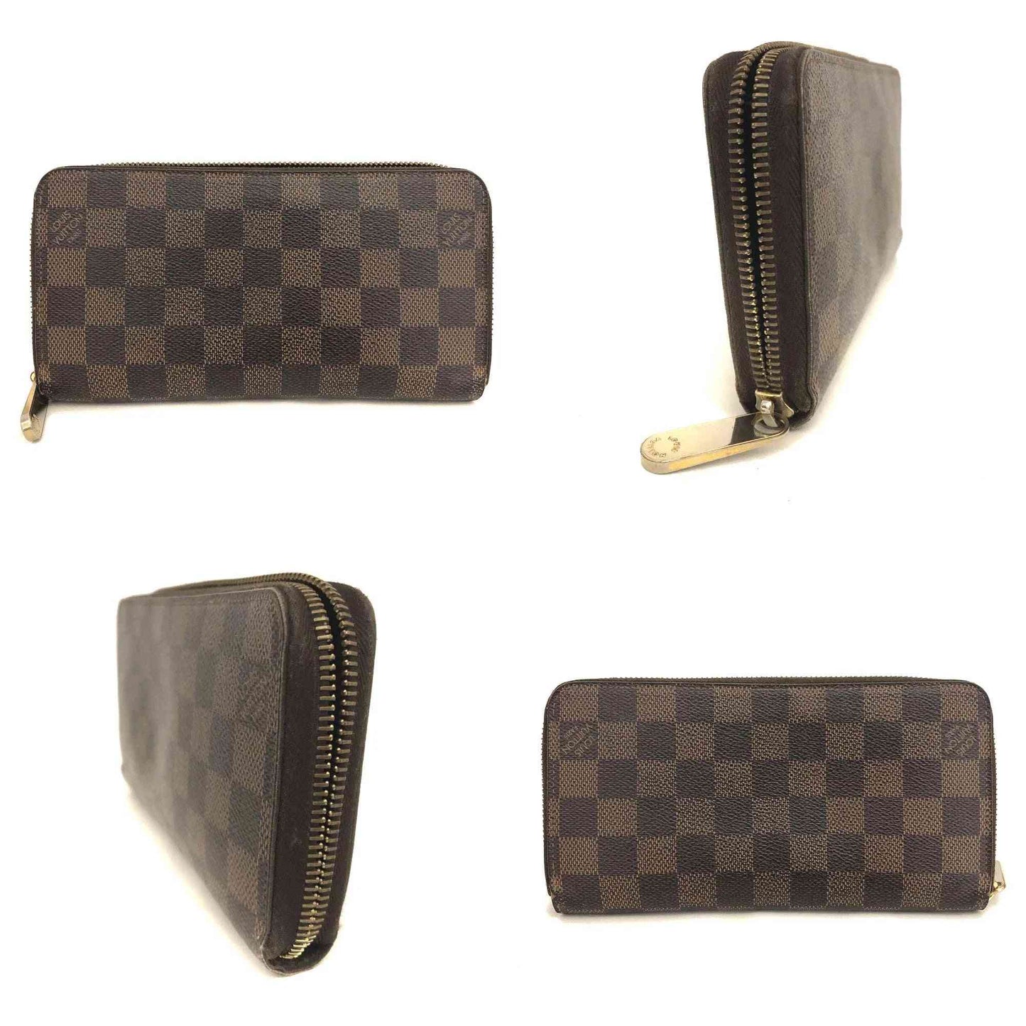 Louis Vuitton Damier Zippy Zip Around Long Wallet Purse Brown CA0150