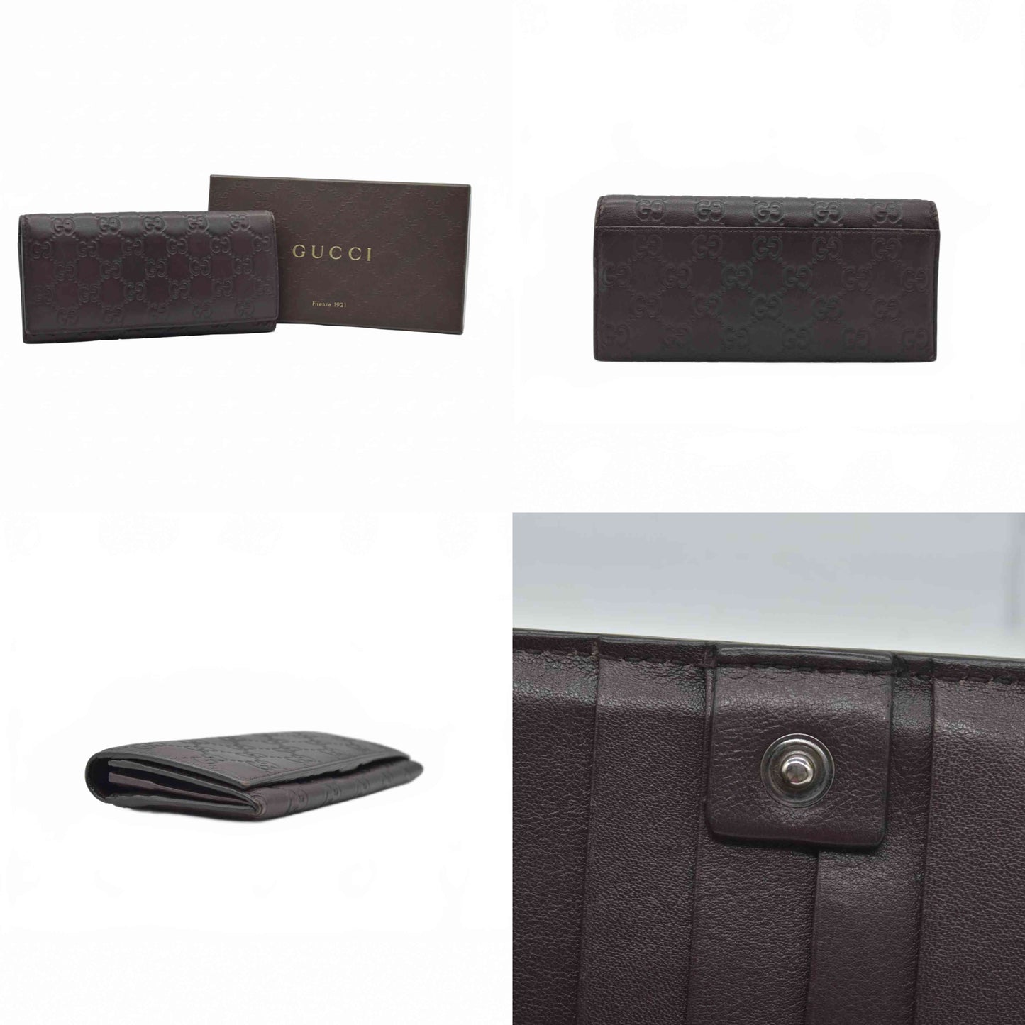 $790 Gucci Guccissima Continental Wallet Dark Brown CONSIGNMENT