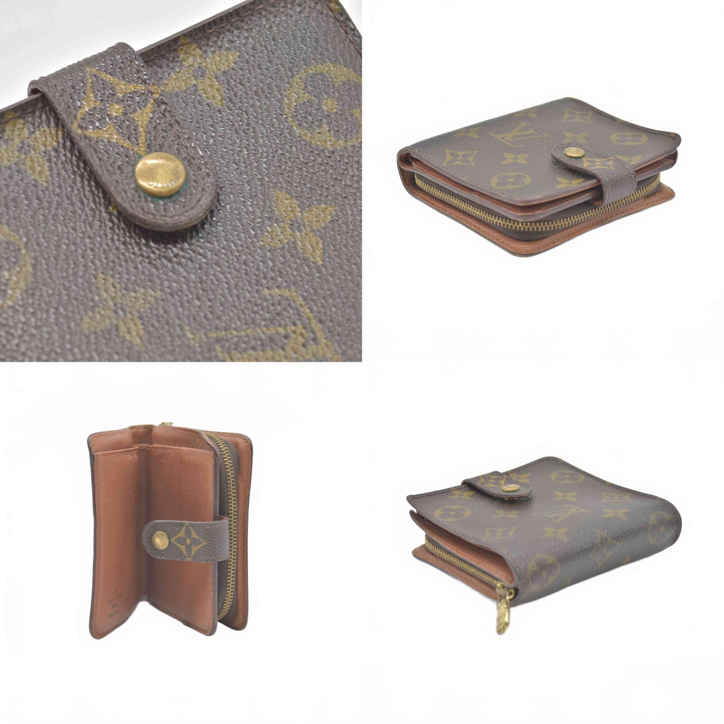 $590 1999 Louis Vuitton Monogram Compact Zippe Zipped Wallet CA0949