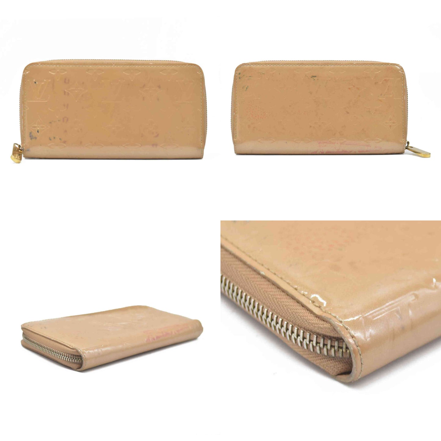$840 Louis Vuitton Monogram Vernis Zippy Zip Around Long Wallet CA0036