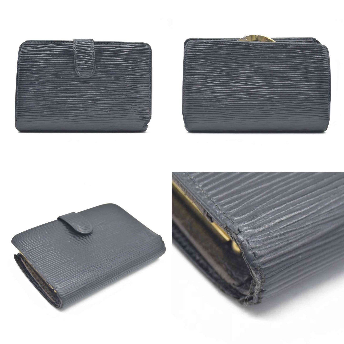 AUCTION $775 Louis Vuitton  Epi French Purse Wallet Black MI0080