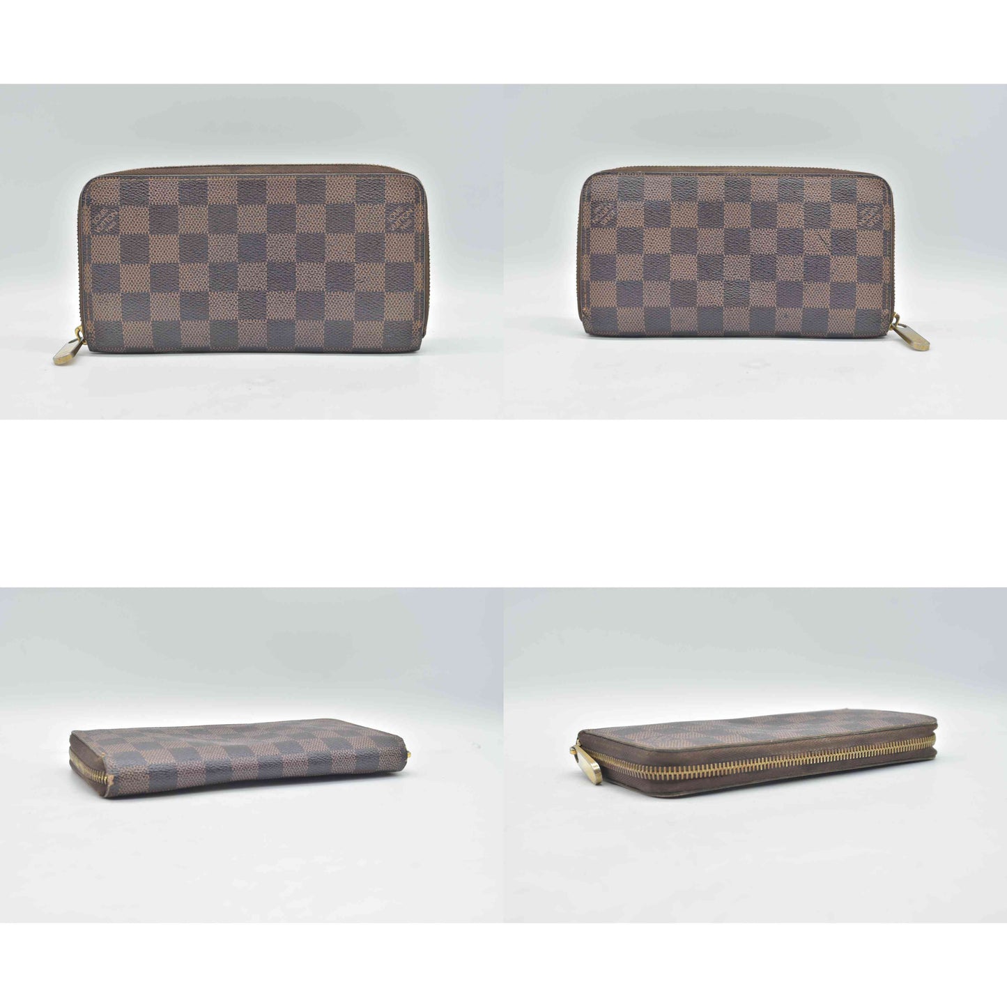 Louis Vuitton Damier Zippy Zip Around Long Wallet Purse Brown CA4019