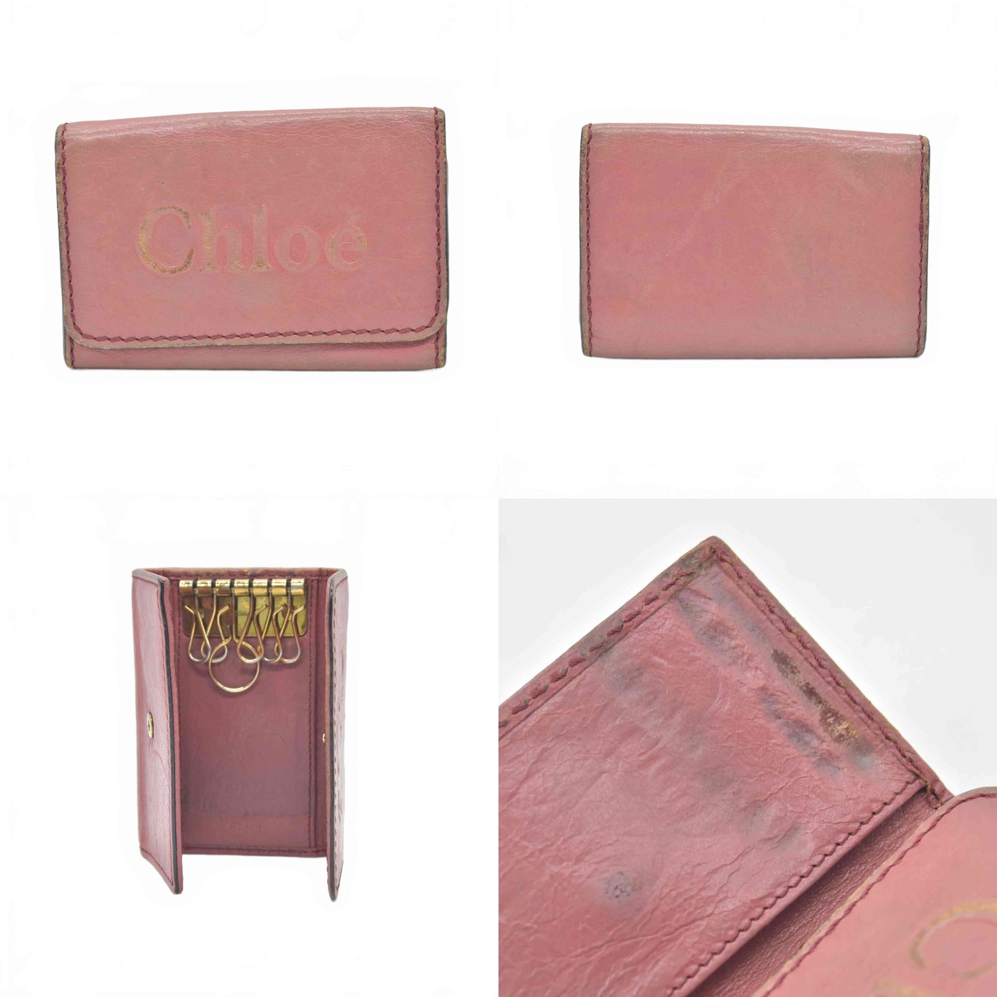 $495 Chloe 6 Key Holder Case Logo Pink